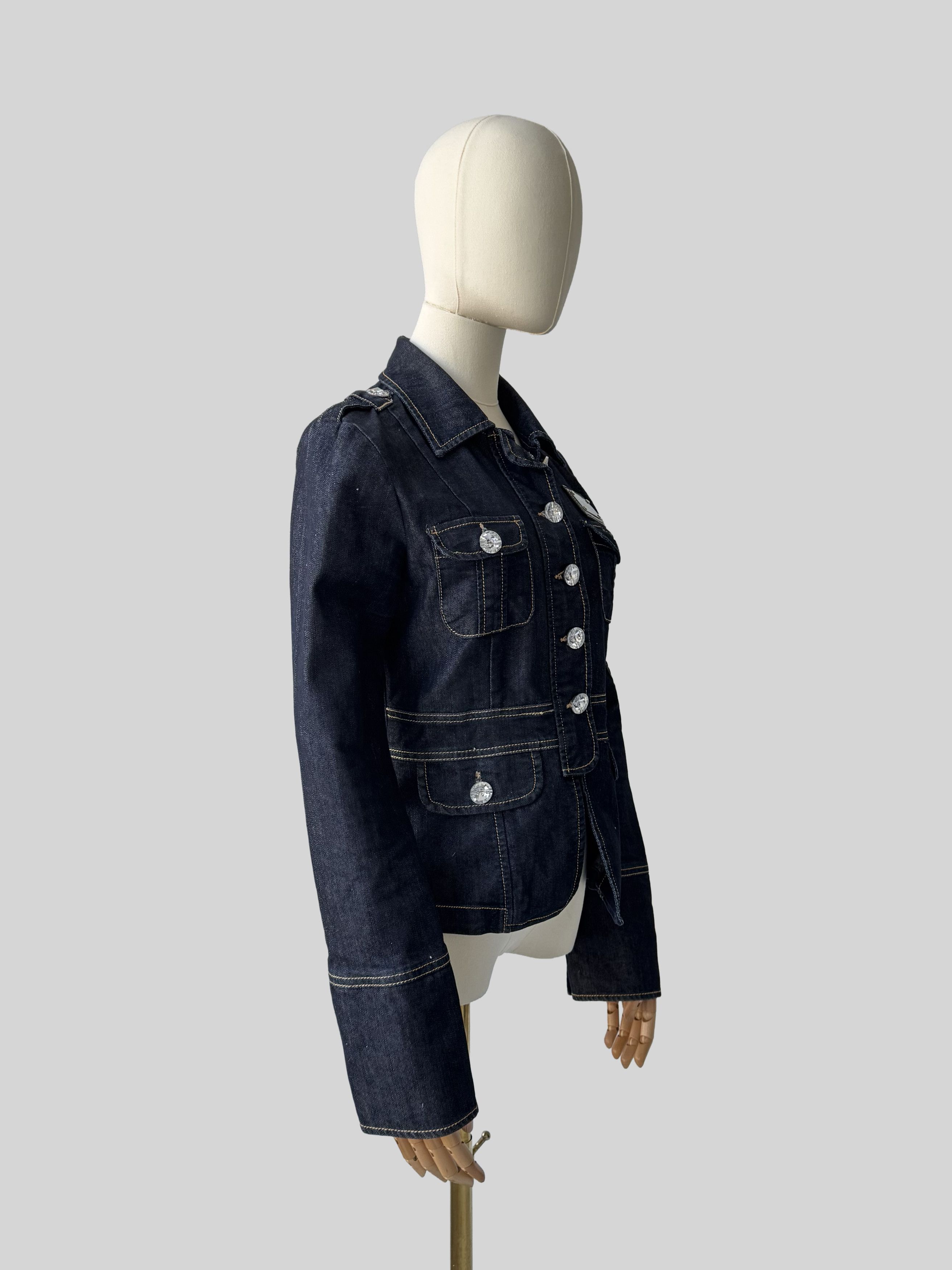 Philipp Plein Philipp Plein Vintage Denim Jacket Fitted Wash Stretch Y2K Size S / US 4 / IT 40 - 2 Thumbnail
