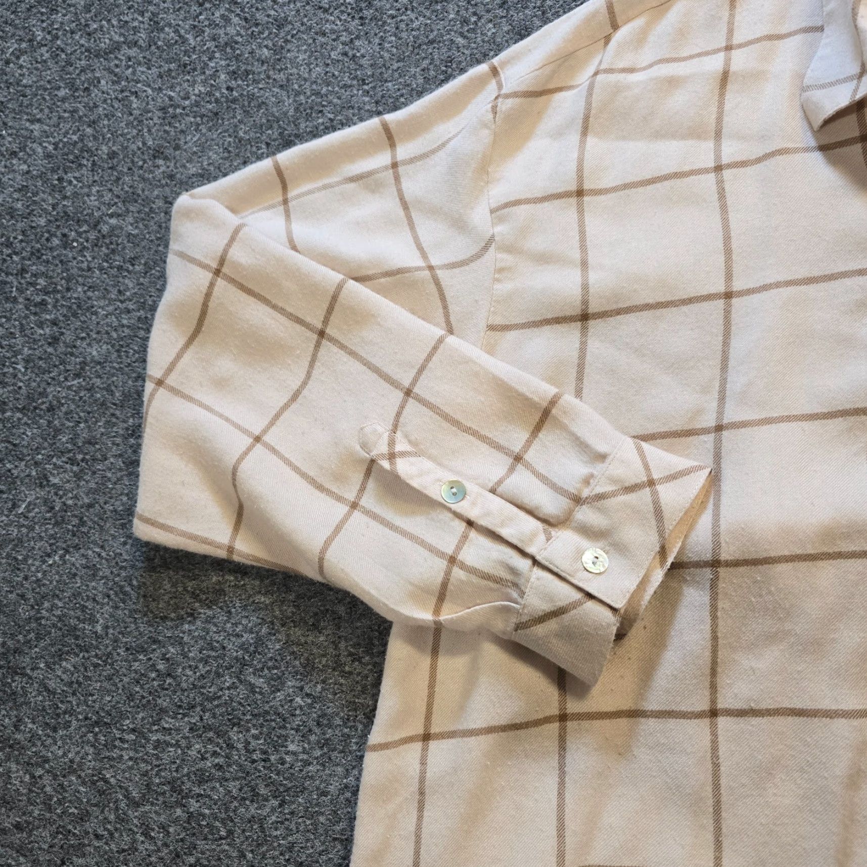J. Jill J Jill Top Shirt Women L Beige Plaid Flannel Button Up Classic Casual Career Size L / US 10 / IT 46 - 3 Thumbnail