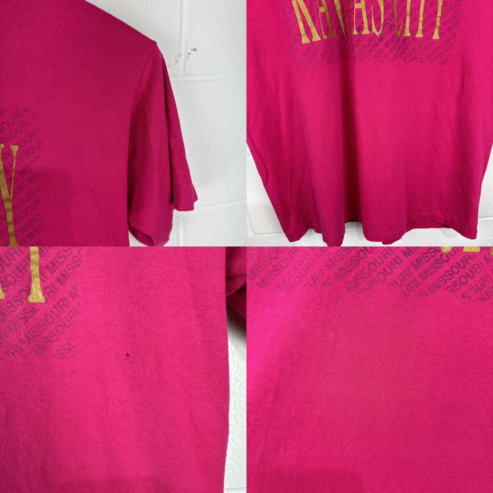 Vintage VINTAGE Kansas City T Shirt Adult XL Pink Missouri MO Destination Logo Graphic Print 90s Kansas City Mens Size US XL / EU 56 / 4 - 8 Thumbnail