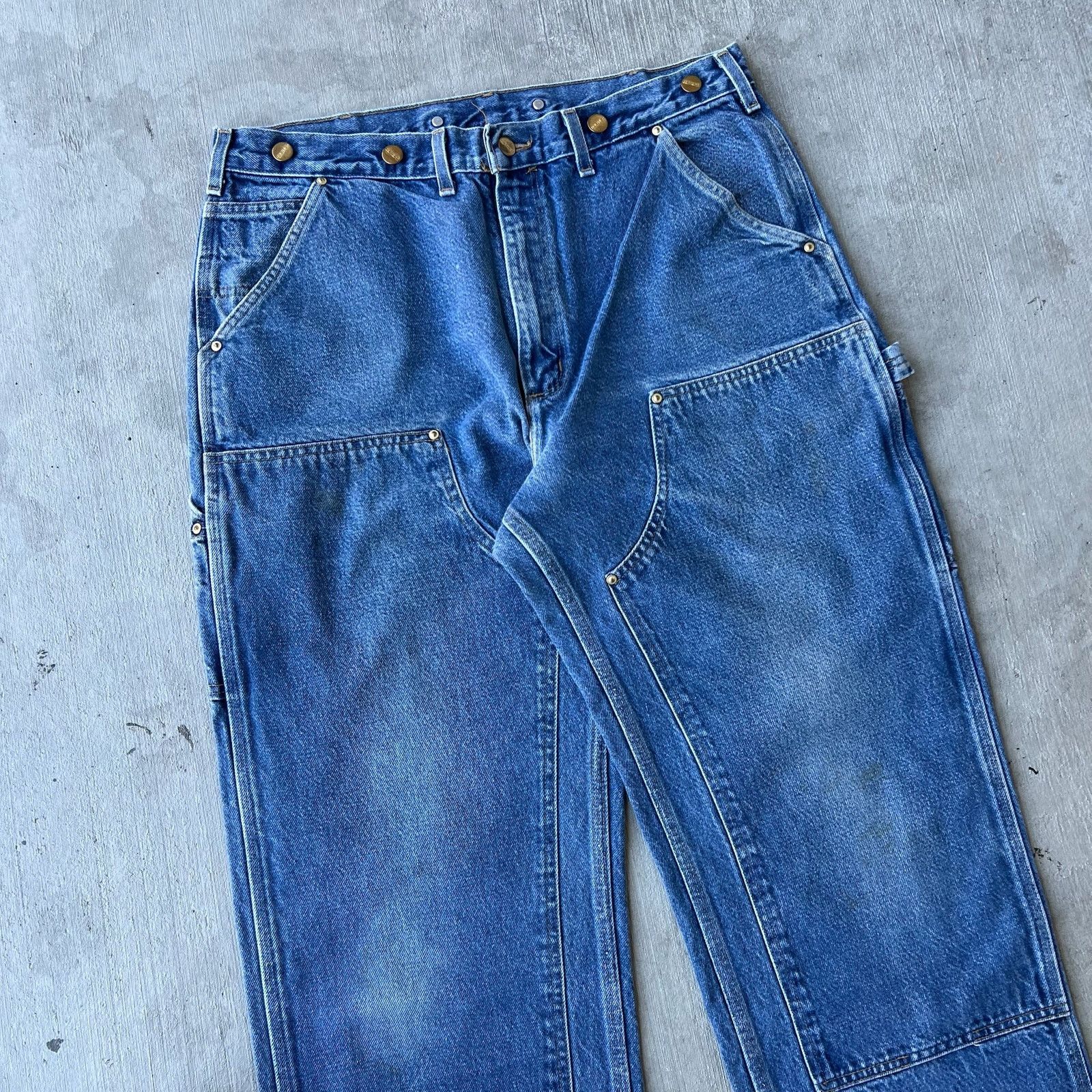 Carhartt × Vintage Carhartt denim blue jeans double knee work carpenter pants Size US 35 - 3 Thumbnail
