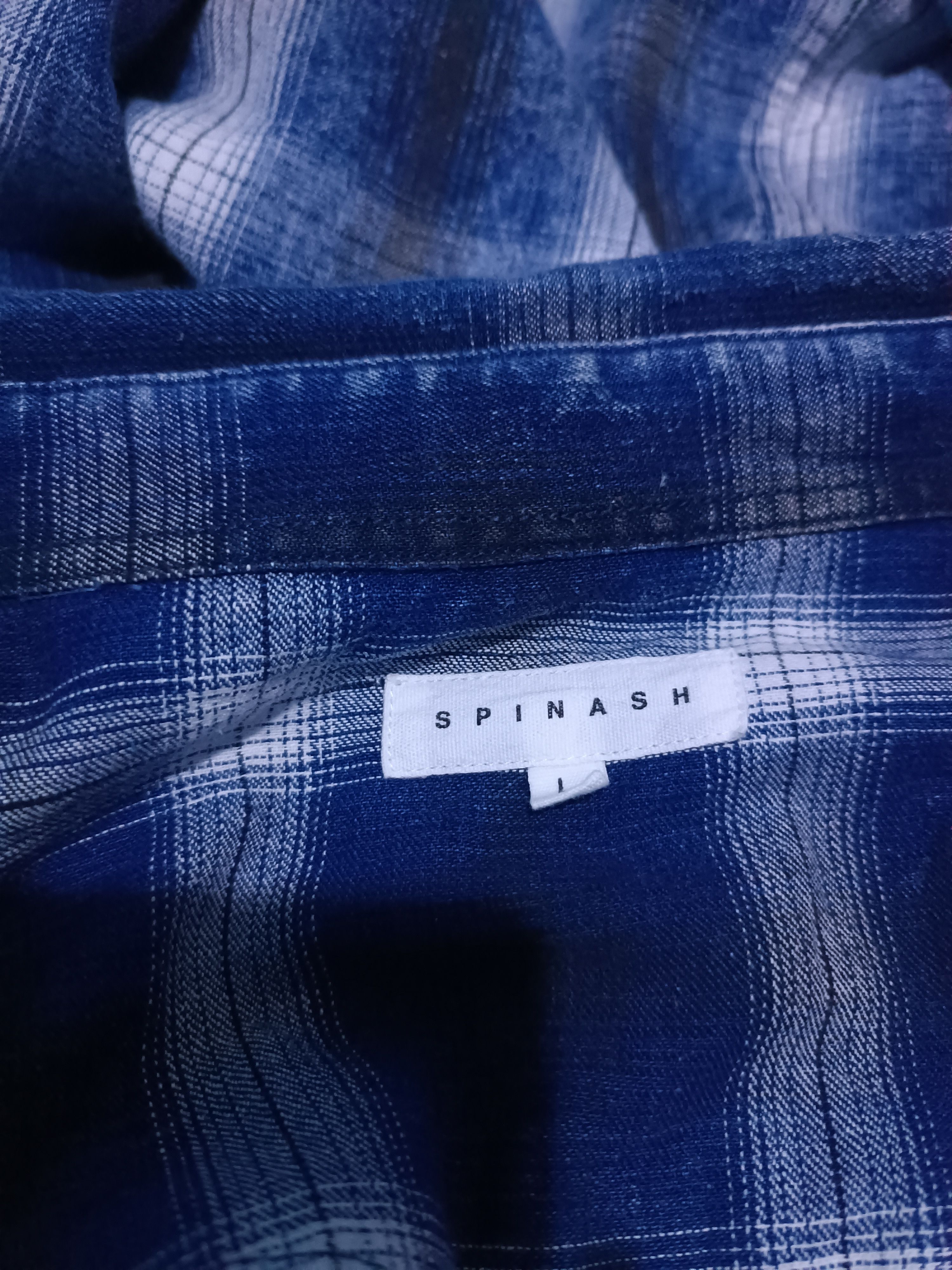 Japanese Brand Vintage Spinash Indigo Wash Check Western Style Size US L / EU 52-54 / 3 - 7 Thumbnail