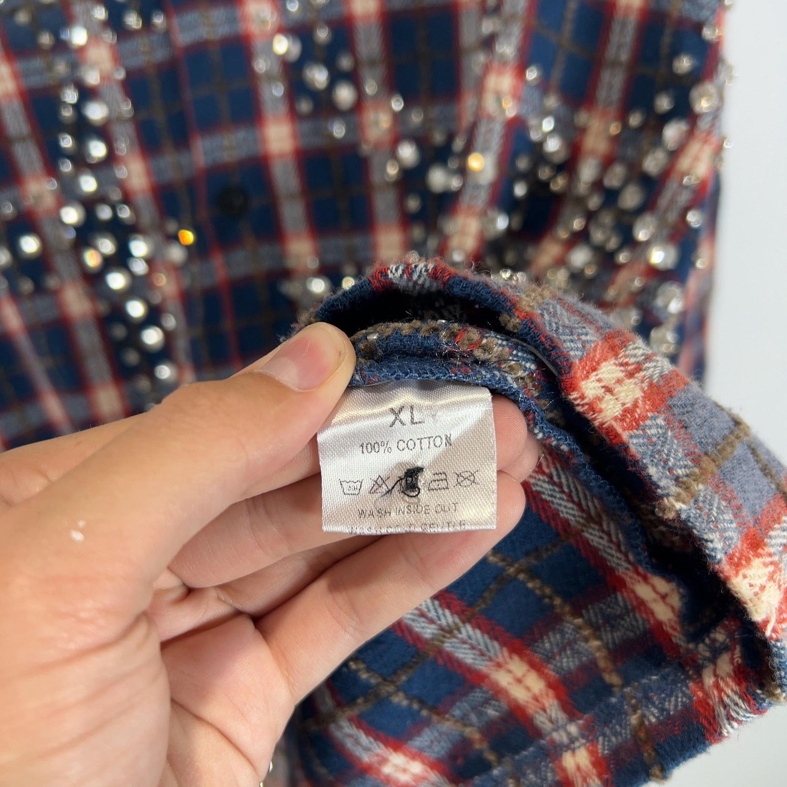 Vale Vale Crystalized Button-Up Flannel Shirt Size US XL / EU 56 / 4 - 4 Thumbnail