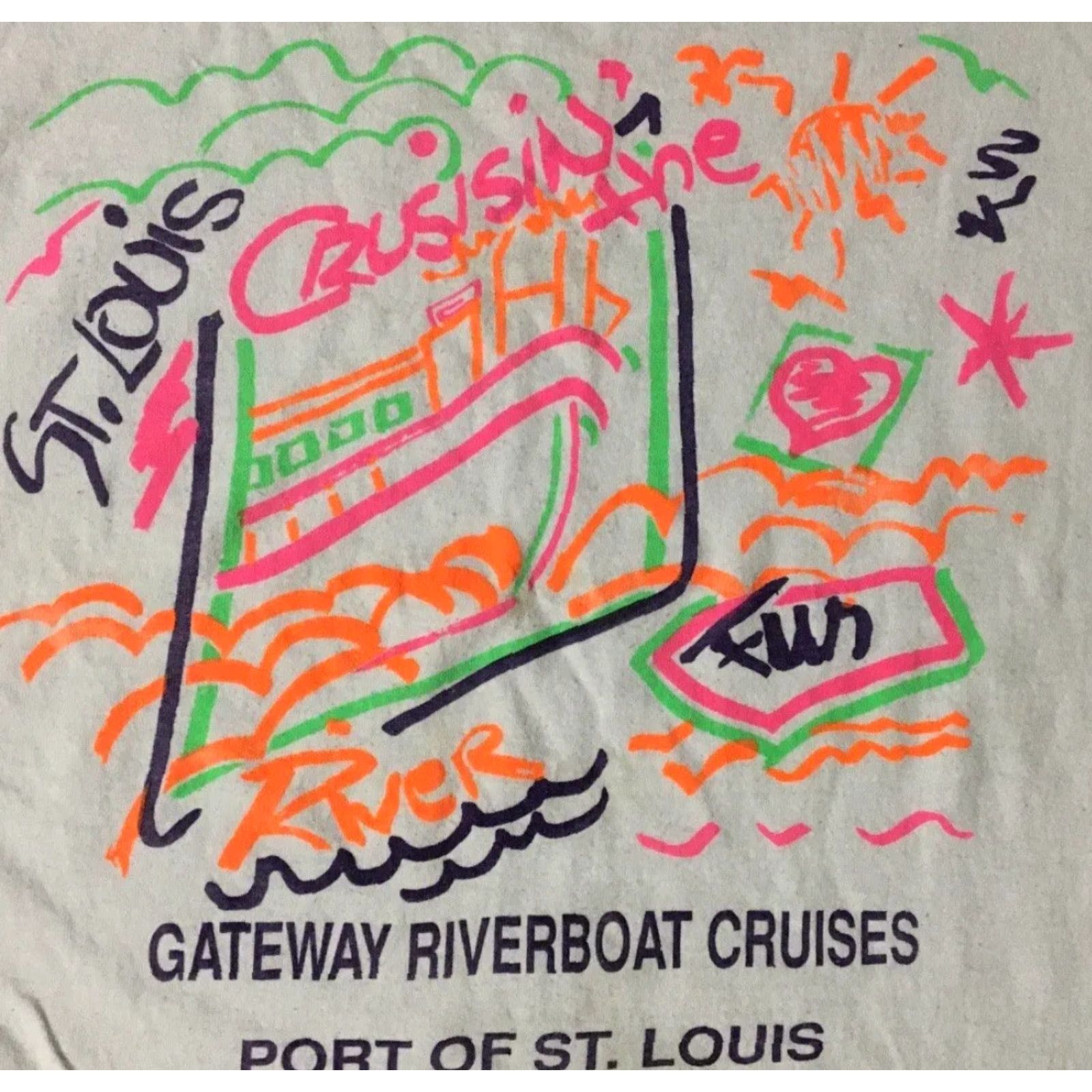 Vintage VINTAGE St Louis Cruisin Shirt M White 90s Surf Sailing Nautical Beach 80s Vaporwave Abstract Mens T-Shirt Size US M / EU 48-50 / 2 - 2 Thumbnail