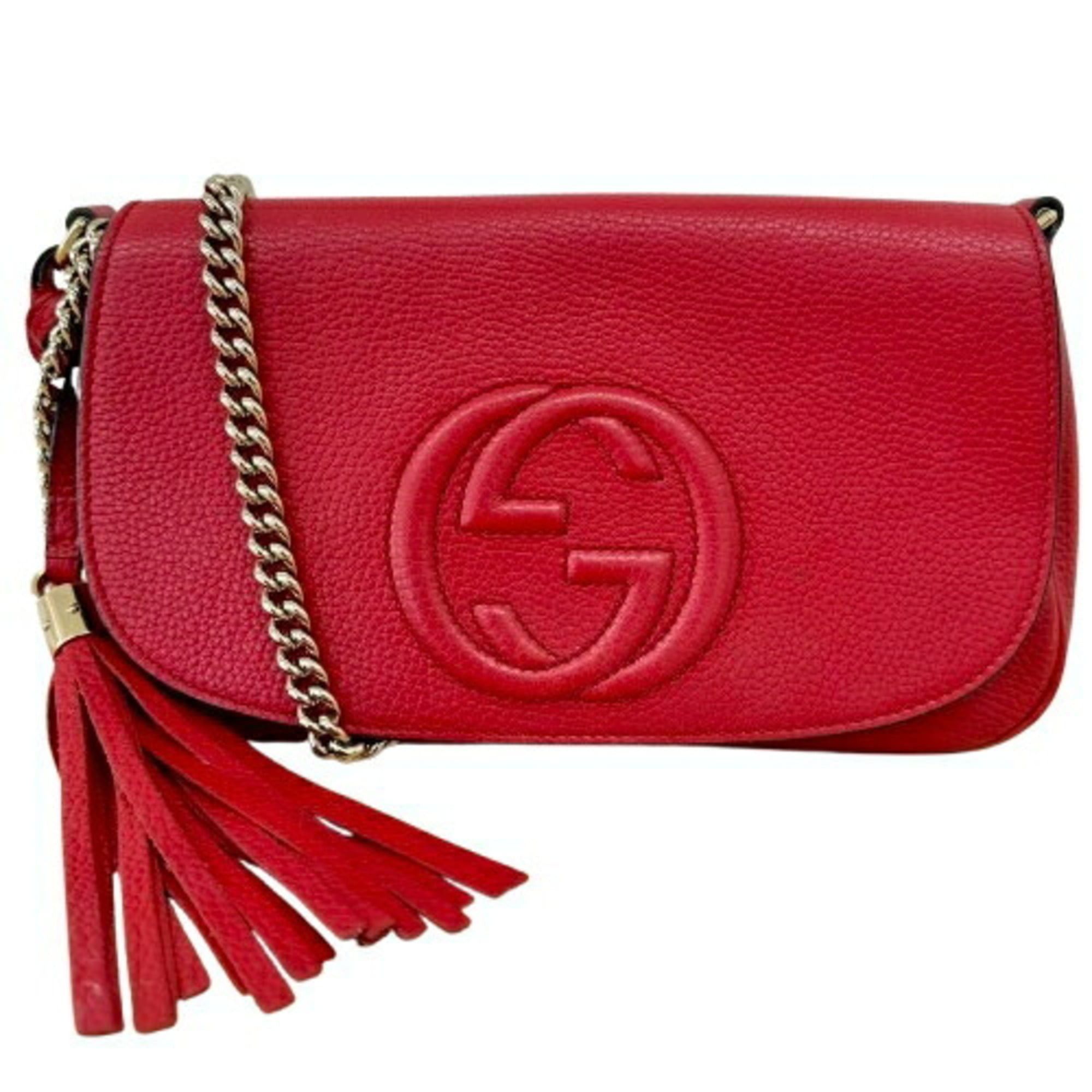 Gucci GUCCI Soho Chain Shoulder Bag, Interlocking, 536224, Leather, Red, Women's Size ONE SIZE - 1 Thumbnail