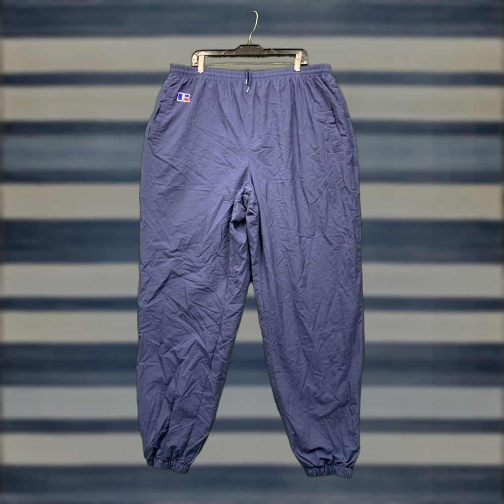 Russell Athletic VINTAGE Russell Athletic Sweatpants Womens 2XL Lined Windbreaker Sports Pants Blue 90s Athleisure Womens Shirts? Size 40" / US 18 - 1 Thumbnail