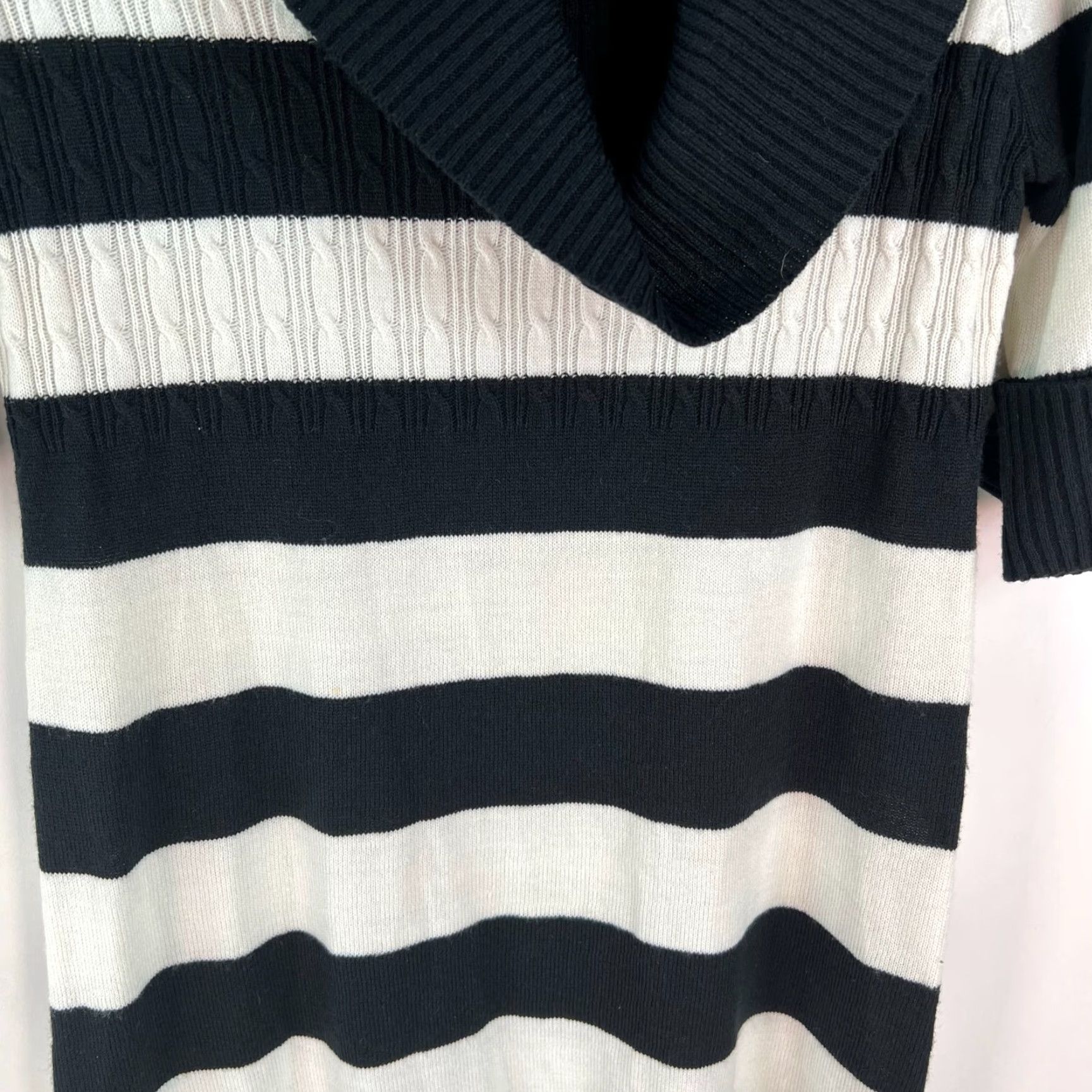 Vintage LIV Womens Long Sleeves Cowl Neck Black White Striped Sweater Dress Size M Size M / US 6-8 / IT 42-44 - 3 Thumbnail