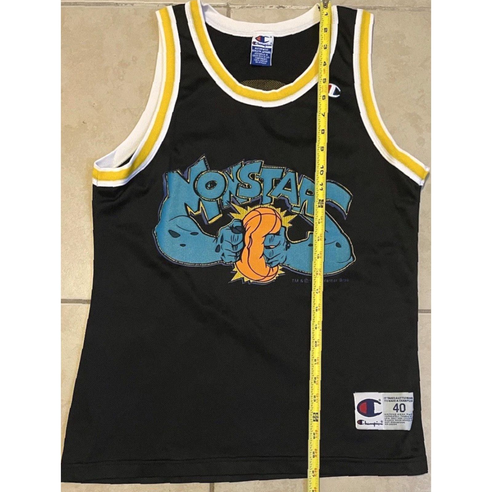 Vintage VINTAGE Champion Space Jam Monstars Jersey 40 Looney Tunes Basketball Shirt Mens Size 40 Black 90s Cartoon Movie Humour Basketball NBA Size US L / EU 52-54 / 3 - 8 Thumbnail