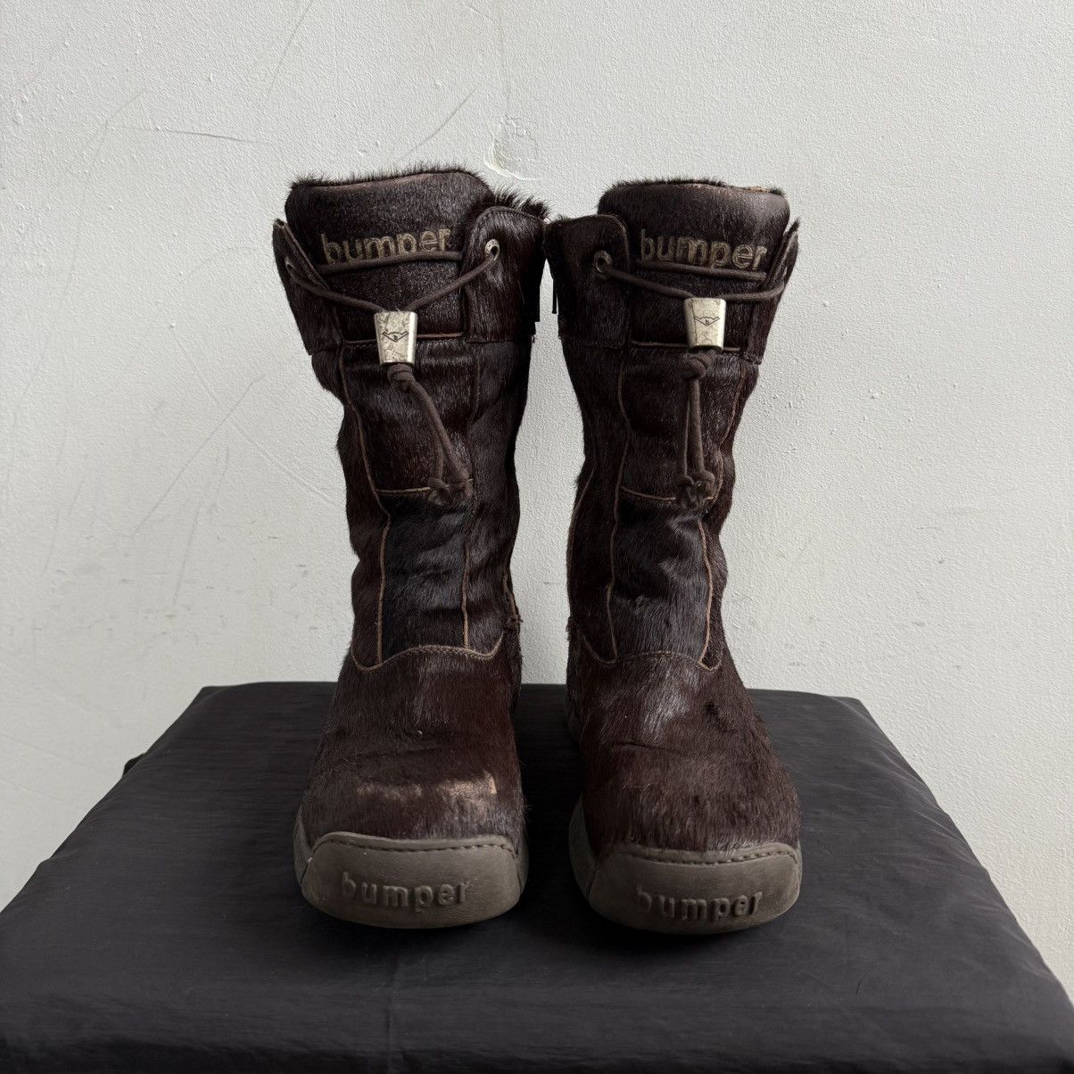 Japanese Brand Y2K Bupmer Italy Pony Fur Brown Lace Up Fairy Boots Size US 6 / IT 36 - 6 Thumbnail