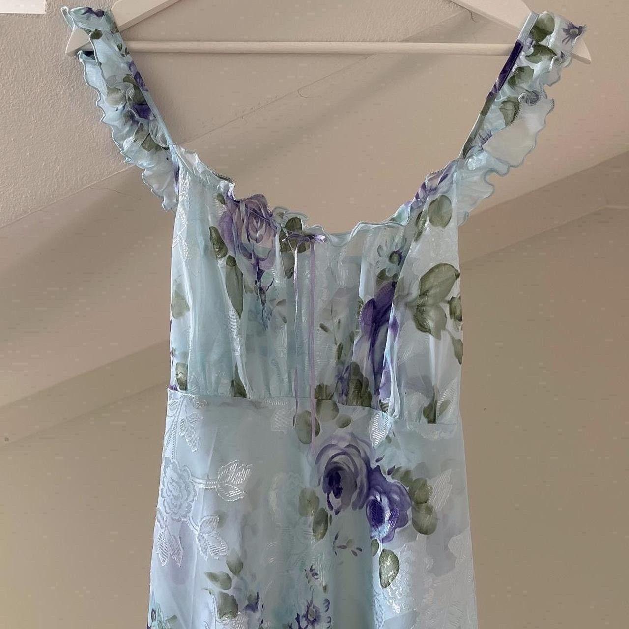 Other vintage blue floral chiffon mini dress size L fits M too Size L / US 10 / IT 46 - 6 Thumbnail