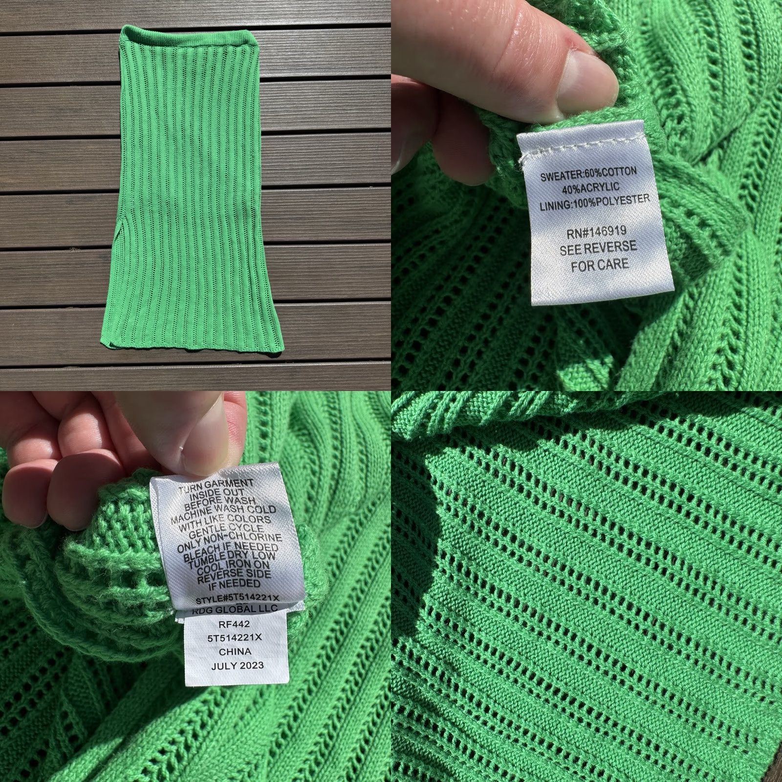 Vintage Freshman 1996 Skirt Midi Green Crochet Slit Lined Size L Womens Size 36" / US 14 / IT 50 - 8 Thumbnail