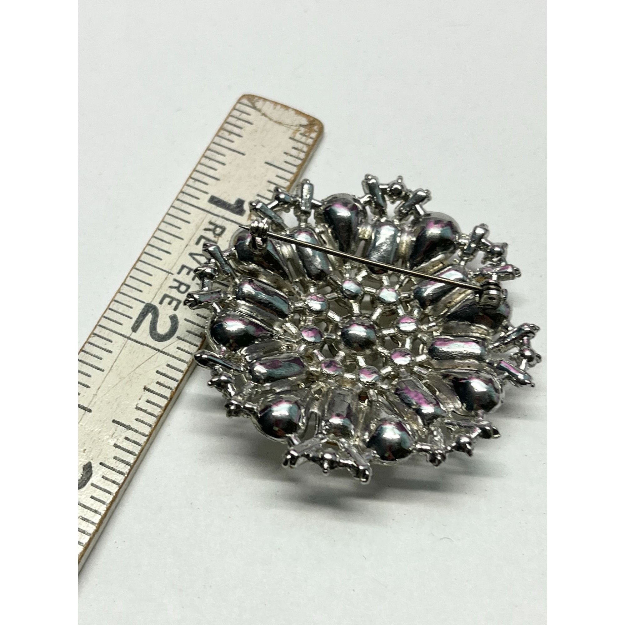 Vintage rhinestone flower brooch pin