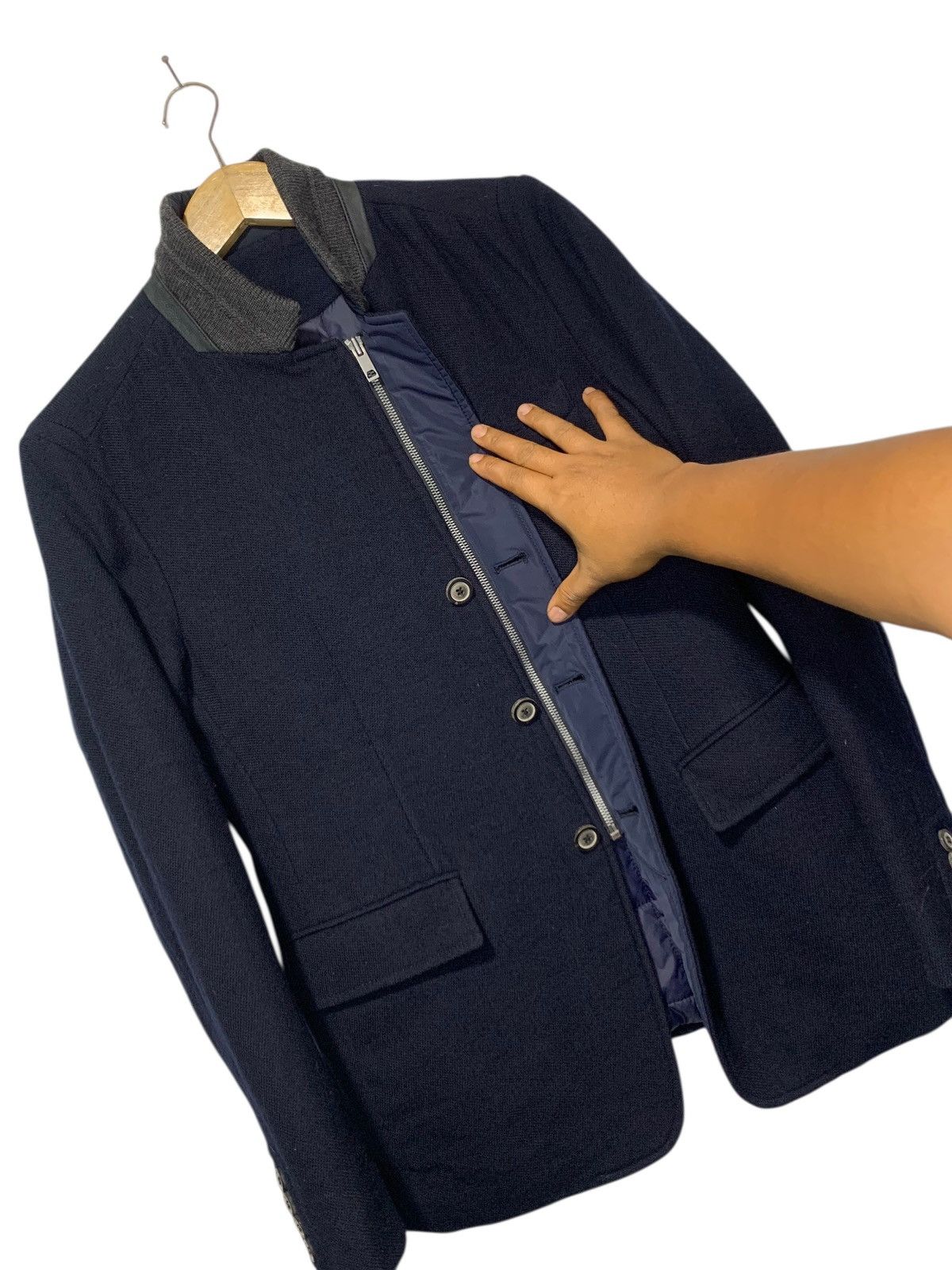 Solid Homme Solid Homme contrast leather collar wool blazer Size US M / EU 48-50 / 2 - 4 Thumbnail