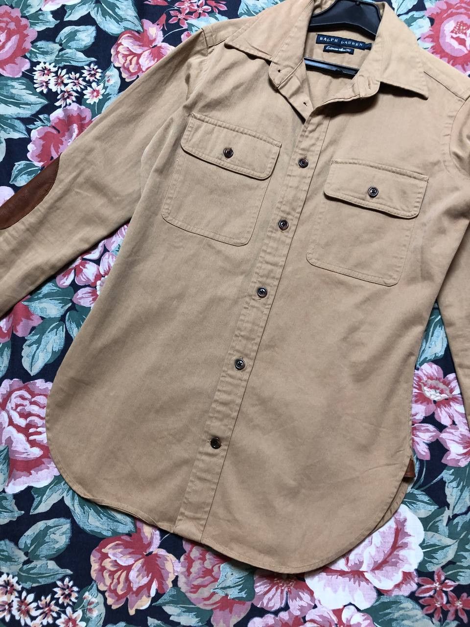 Polo Ralph Lauren Ralph Lauren Leather-Trim Twill Shirt Tan Brown Safari Size M / US 6-8 / IT 42-44 - 15 Thumbnail