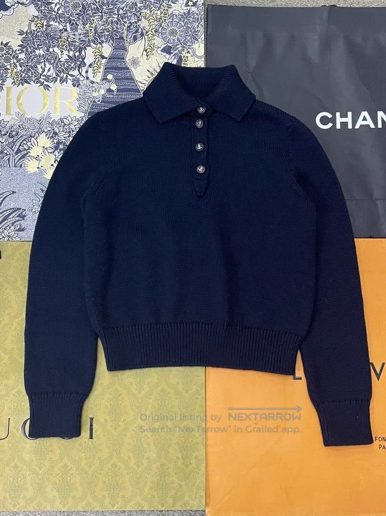 Dior Dior Dark blue lapel wool sweater Size XS / US 0-2 / IT 36-38 - 1 Thumbnail