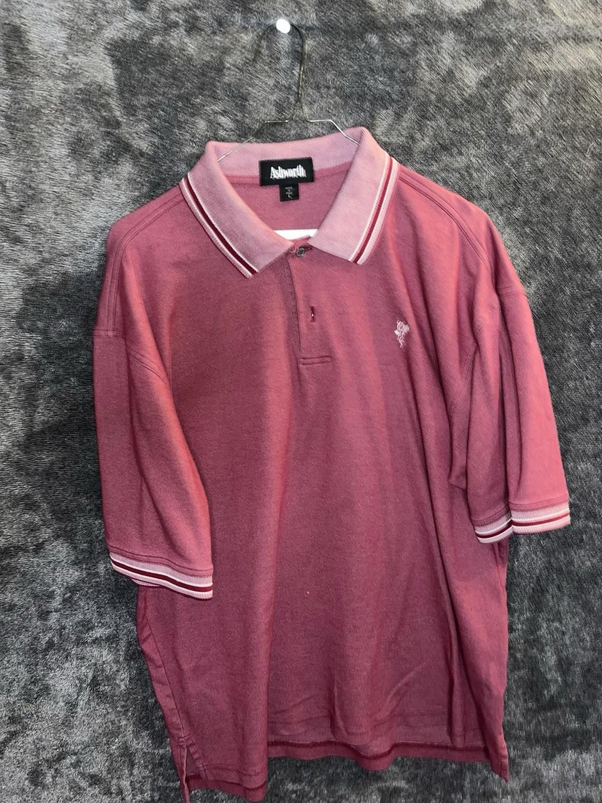 Ashworth Ashworth Men’s Red Polo Shirt w/ Striped Collar Logo Size L Size US L / EU 52-54 / 3 - 1 Thumbnail