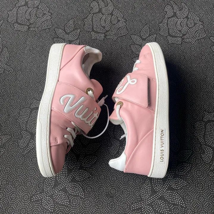 Louis Vuitton Louis Vuitton Pink Logo Velcro Sneakers for Women -2508 Size US 5 / IT 35 - 7 Thumbnail