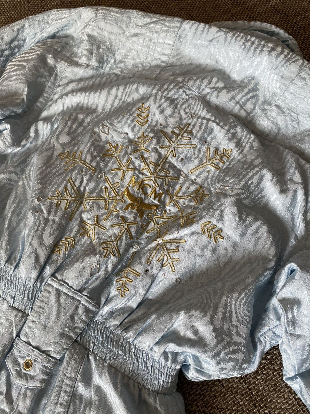 MCM Vintage MCM Ski Suit One Piece Light Blue Gold Snowflake Size 30" / US 8 / IT 44 - 13 Thumbnail