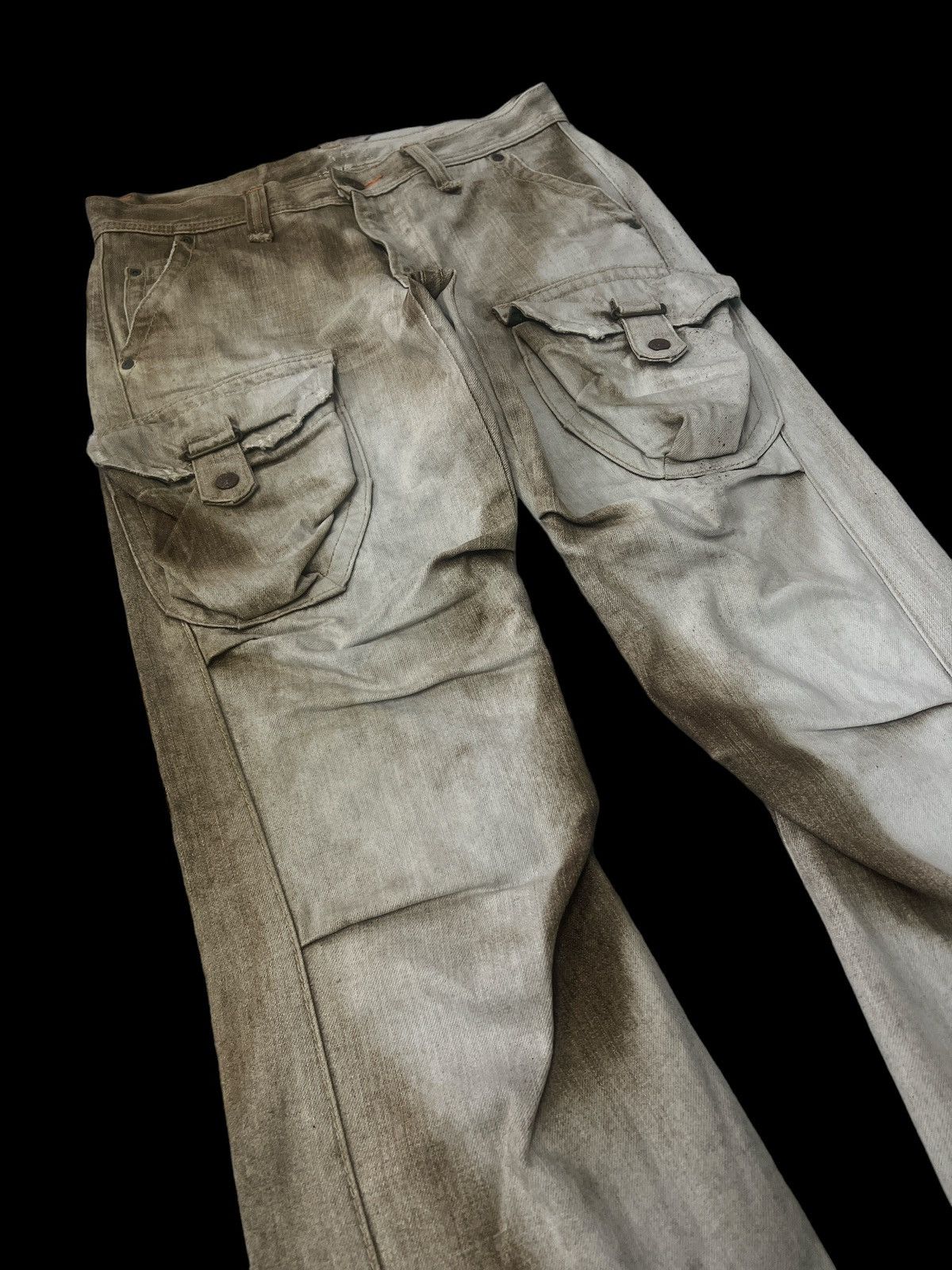 Japanese Brand FLARED💥1 of 1‼️EDWIN BUSHPANT BROWN FADED DISTRESSED DENIM Size US 31 - 8 Thumbnail