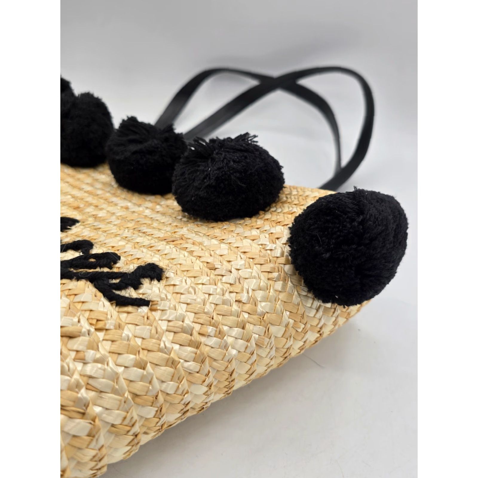 Vintage NEW WITH TAGS Tickled Pink Going Places Pom Pom Wicker Bag Women Shoulder Bag Natural Beach Bag Size ONE SIZE - 4 Thumbnail