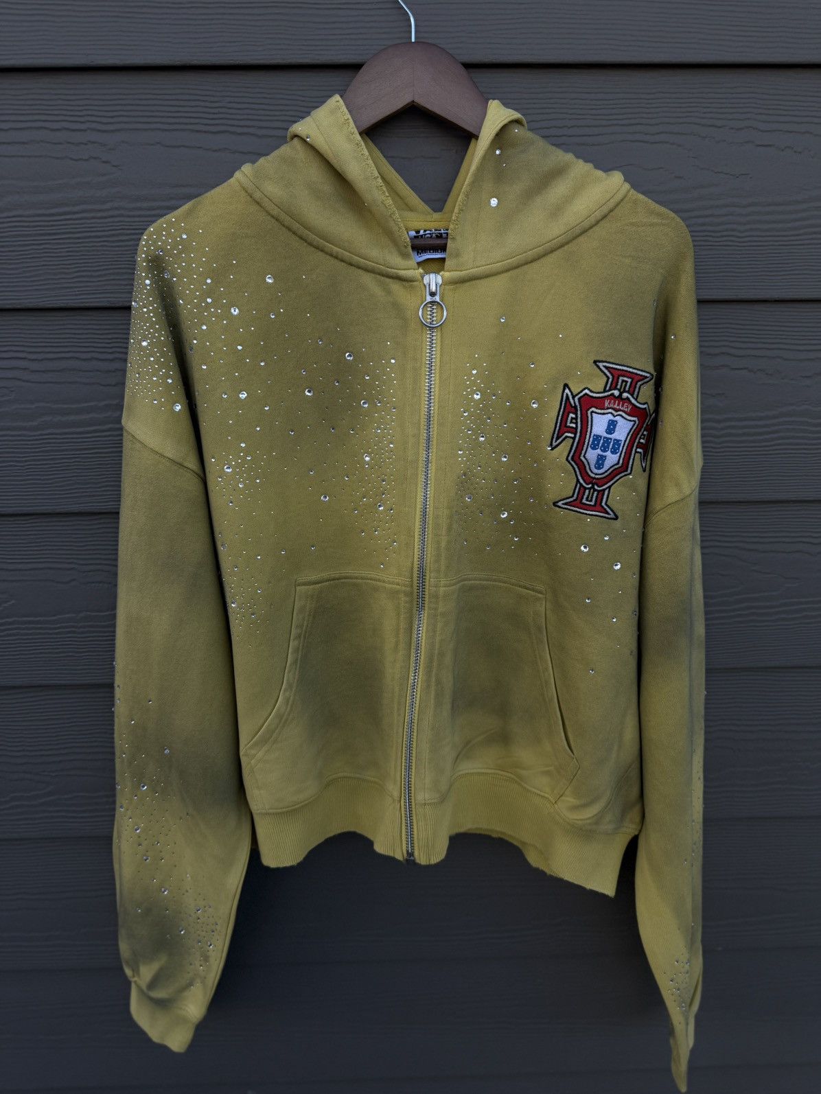 Valley Hoodie Stone Zip Up Yellow Crystals Size Large (NEW)