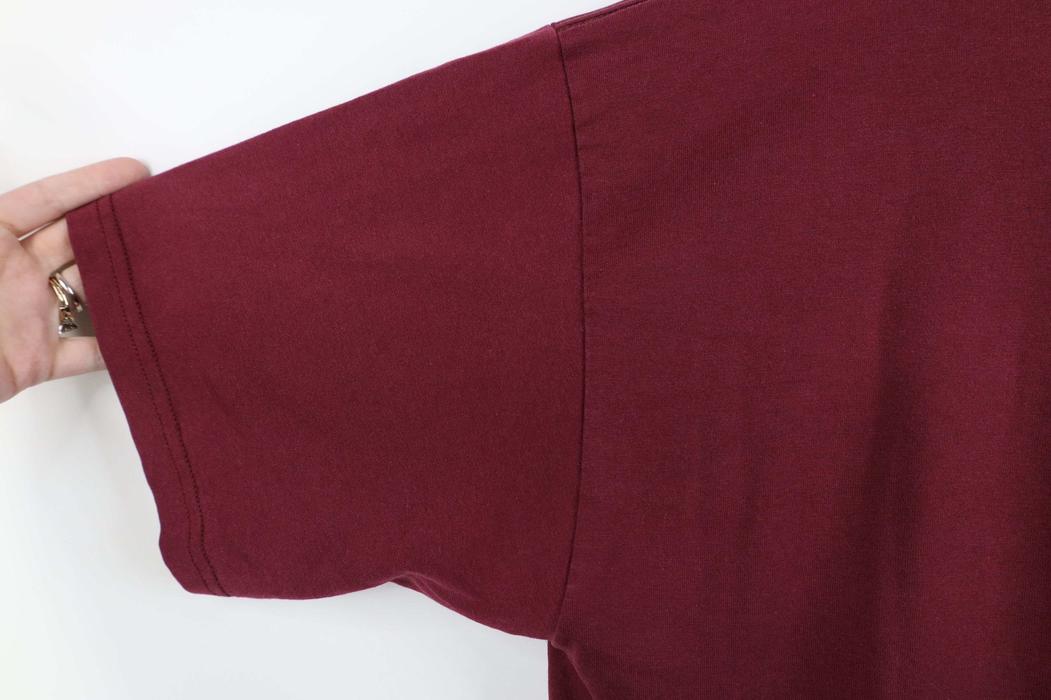 Vintage Vintage 90s Streetwear Heavyweight Faded T-Shirt Burgundy Size US XL / EU 56 / 4 - 6 Thumbnail