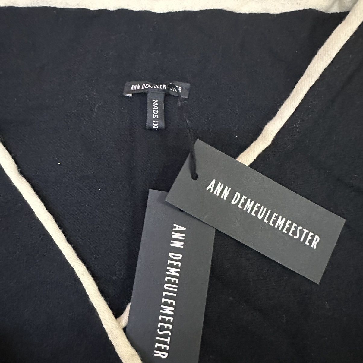 Ann Demeulemeester Ann Demeulemeester Jane Wool Scarf Black Off White Size ONE SIZE - 2 Thumbnail