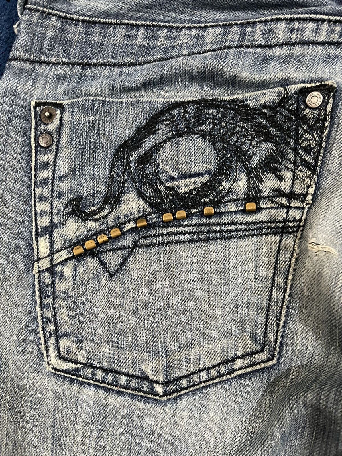 Diesel × Diesel Black Gold Vintage Diesel Embroidded Distressed Denim Size US 31 - 17 Thumbnail