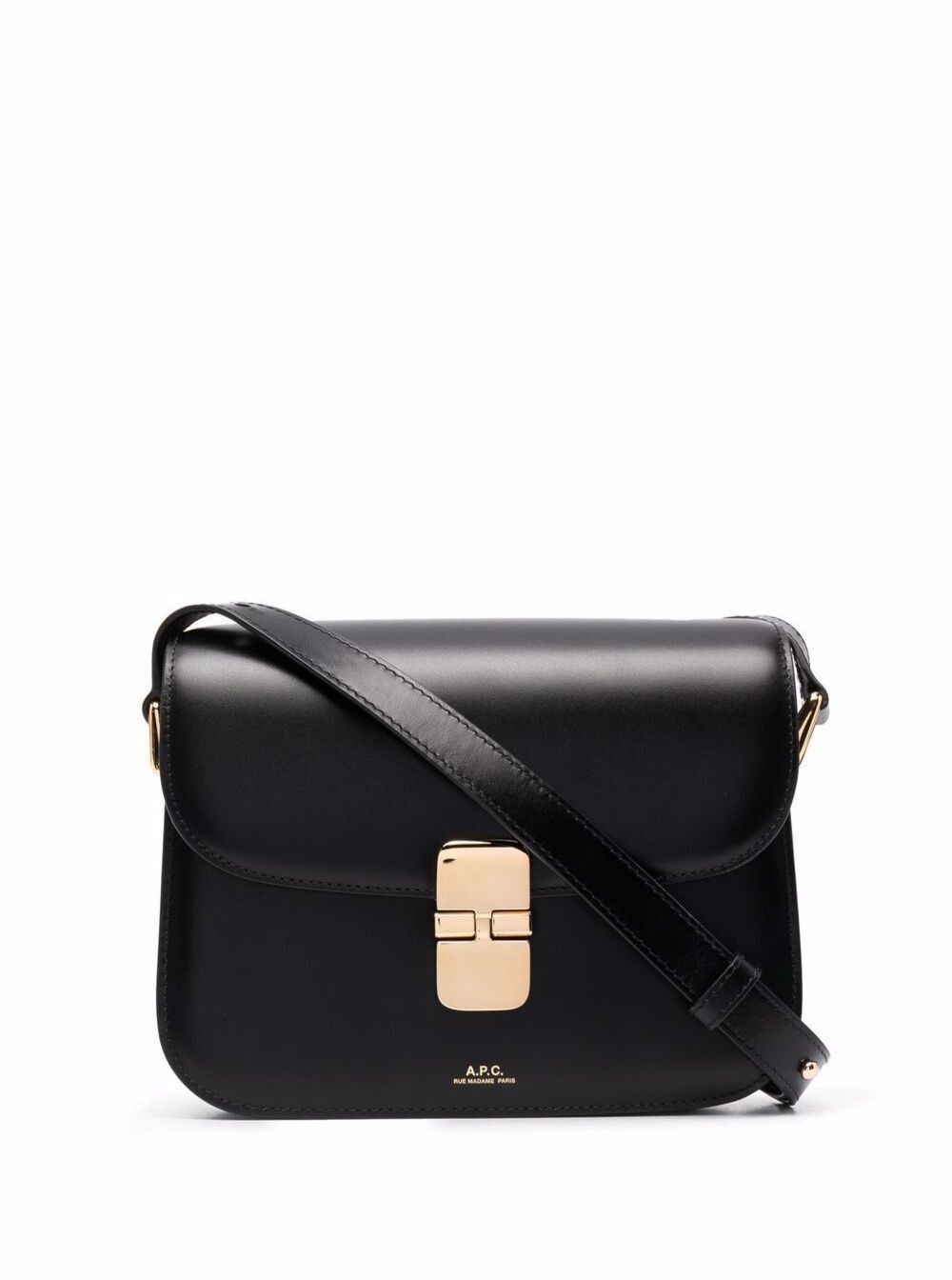 A.P.C. 'Grace' Black Small Crossbody Bag with Adjustable Strap and Logo Lettering Imprinted on the Front in Leather for Women Size ONE SIZE - 1 Thumbnail