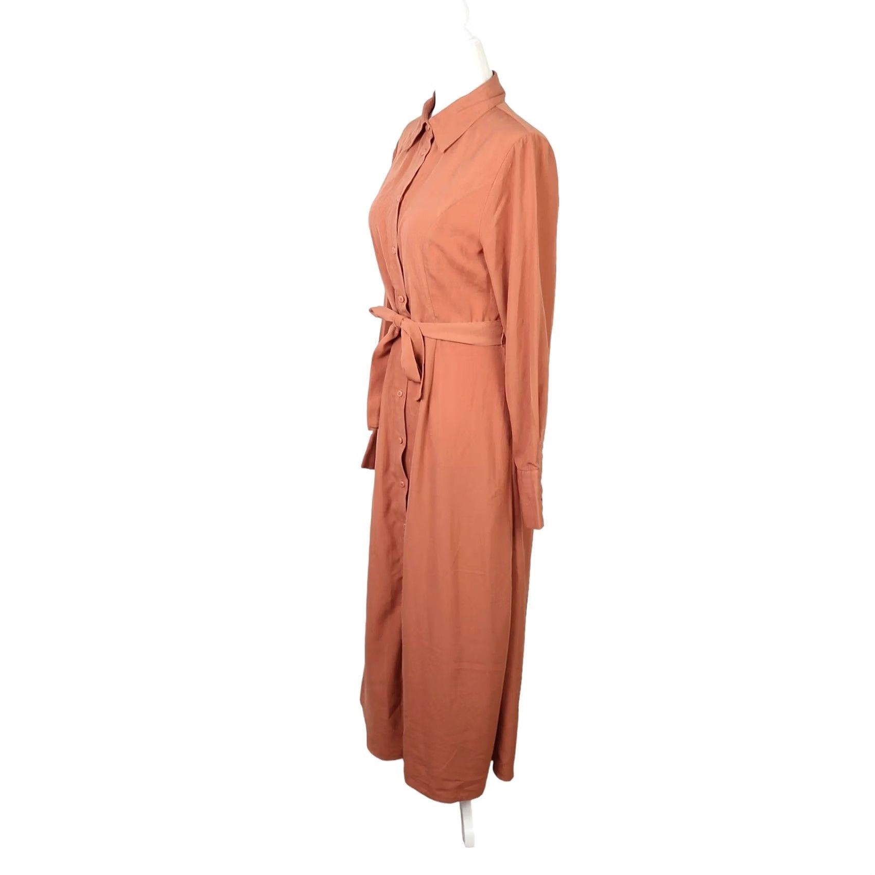 Brave Soul VINTAGE Brave Soul Shirt Dress Womens Midi Long Sleeve Rust Orange S Size S / US 4 / IT 40 - 3 Thumbnail