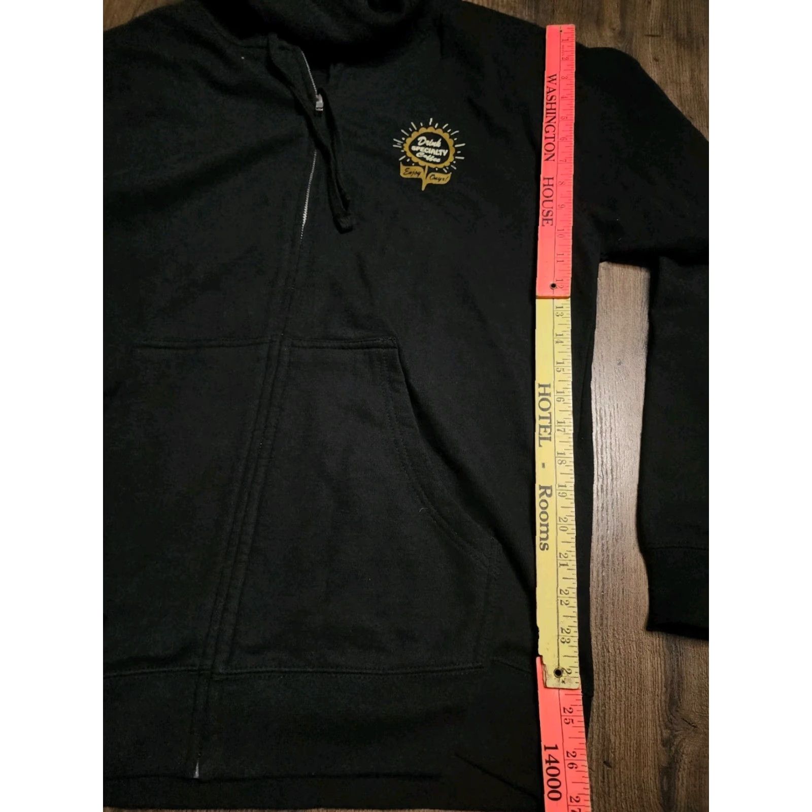 Vintage Men's M Black Cotton Blend Full Zip Hoodie Sweatshirt Graphic Print Have A Nice Day Fall Winter Casual Size US M / EU 48-50 / 2 - 4 Thumbnail