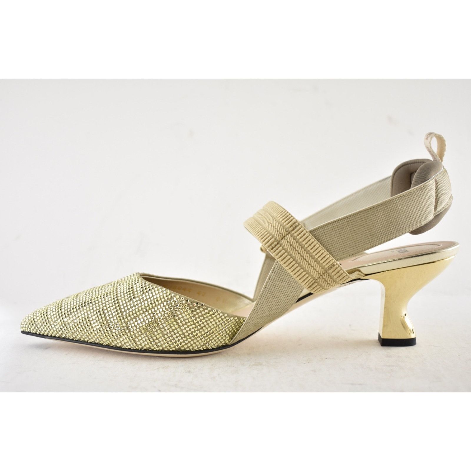Fendi Fendi Colibri 55mm Gold Strass Crystal FF Slingback 42 Size US 12 / IT 42 - 12 Thumbnail