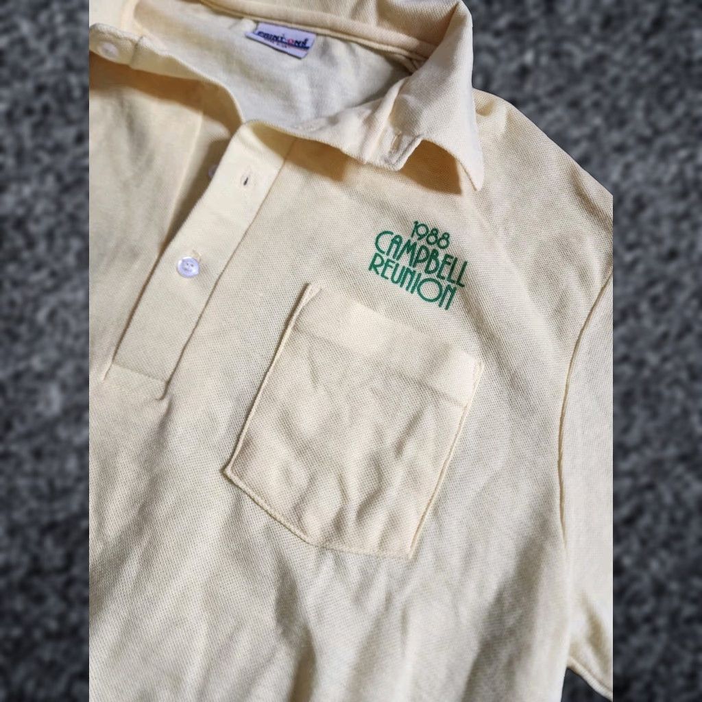 Vintage VINTAGE Printworks Polo Shirt Mens L Yellow Knit Cotton Polyester Pocket 1988 Reunion Print All Over Size US L / EU 52-54 / 3 - 1 Thumbnail