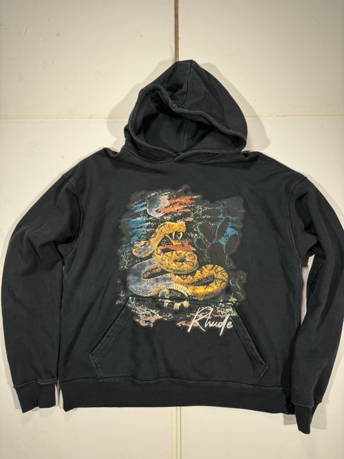 image of Rhude Seven Snake Graphic Print Hoodie Size XL in Black, Men's