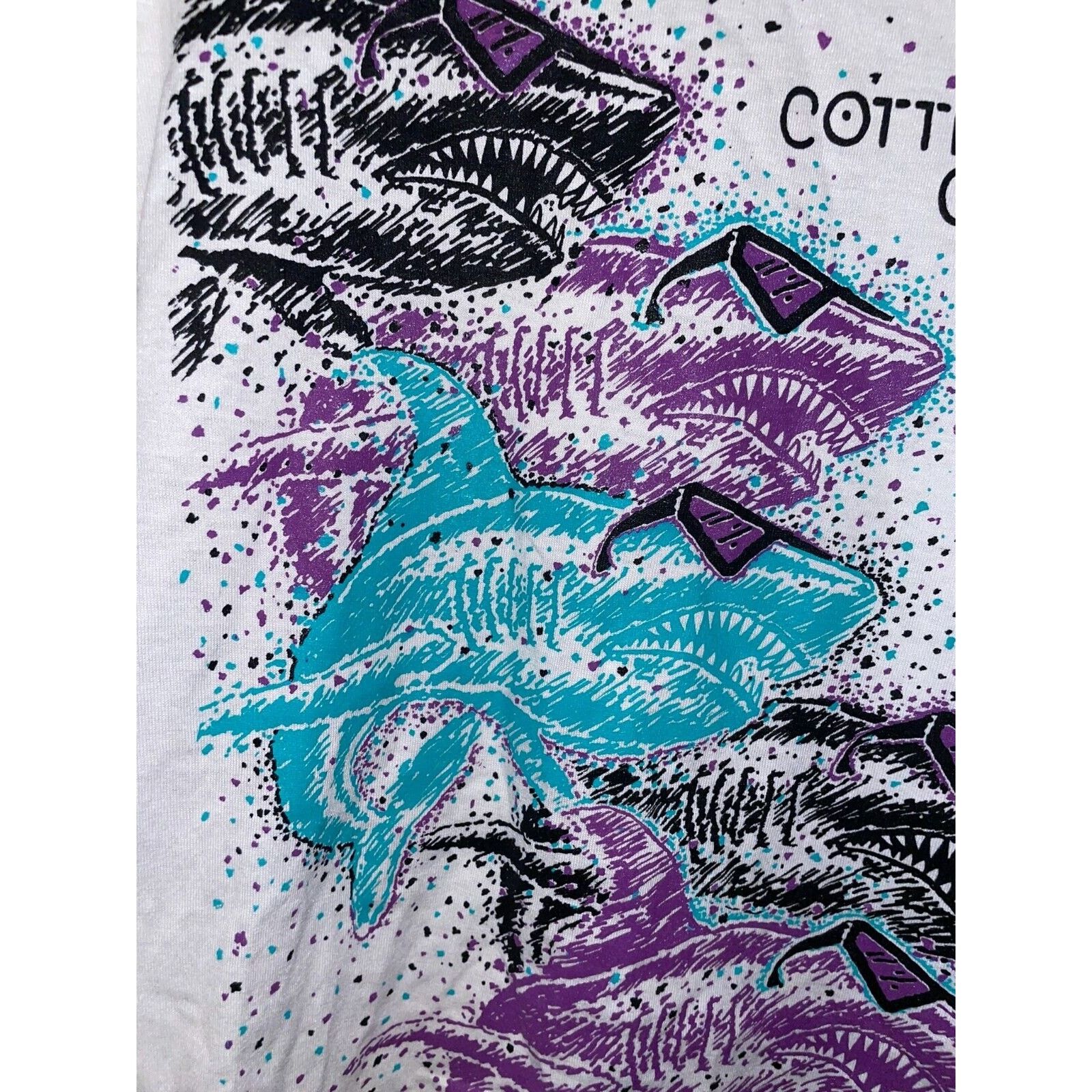 Jerzees Vintage Shark Shirt Cottonwood Cove Sharks White Tee 90s M Size US M / EU 48-50 / 2 - 4 Thumbnail