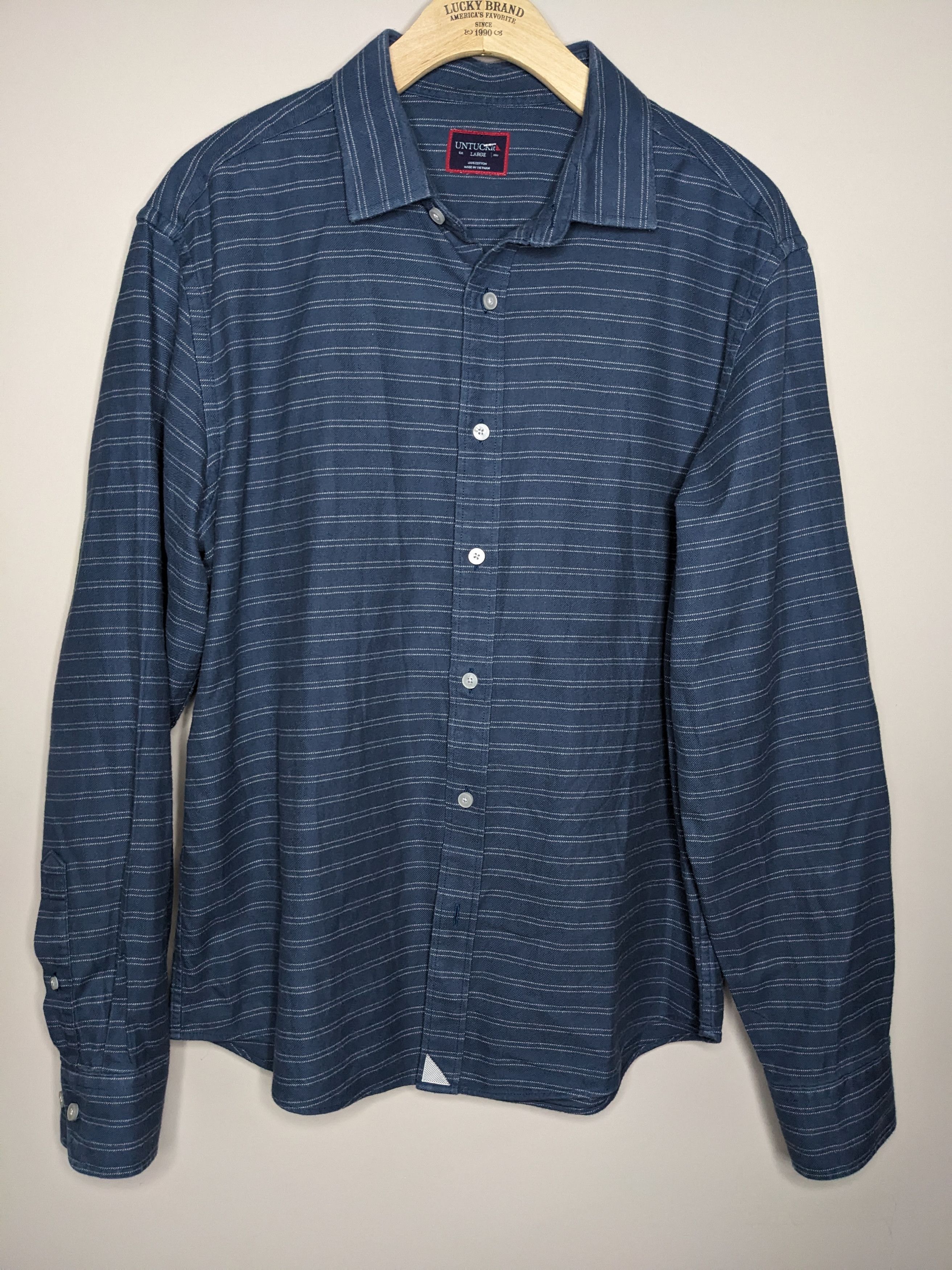 UNTUCKit UNTUCKit Brushed Cotton Striped Shirt Size Large Button Up Size US L / EU 52-54 / 3 - 2 Thumbnail