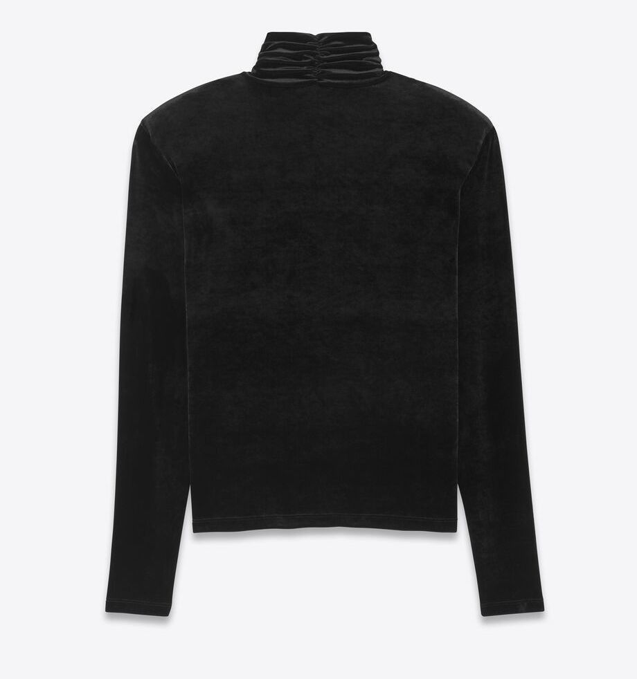 Saint Laurent Paris o1s1wg111124 Top In Velvet Jersey in Black Size US M / EU 48-50 / 2 - 2 Thumbnail