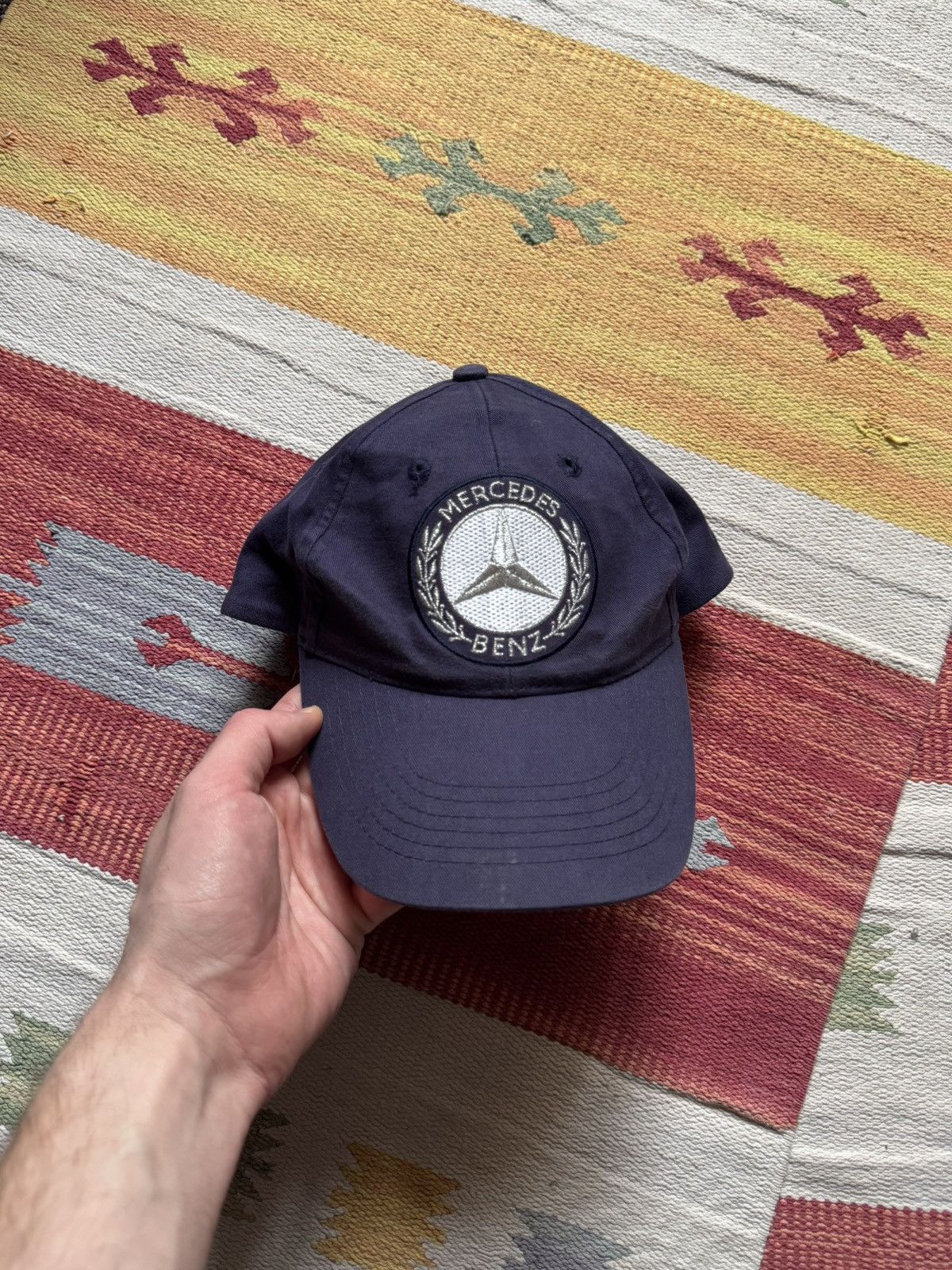Mercedes-Benz Vintage 90’s Mercedes Benz Sunfaded y2k Racing Navy Hat Size ONE SIZE - 3 Thumbnail
