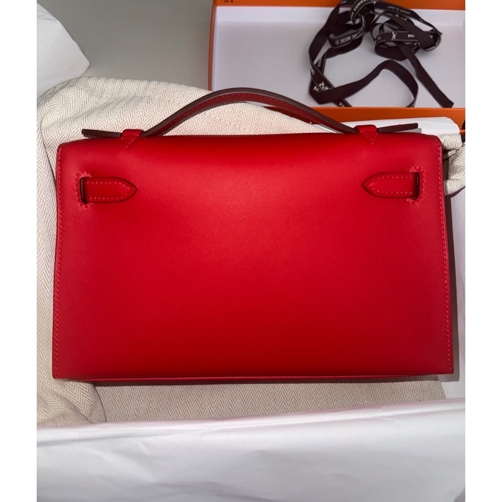 Hermes Hermes Mini Kelly Rouge Red Palladium Hardware Clutch Bag Size ONE SIZE - 16 Thumbnail