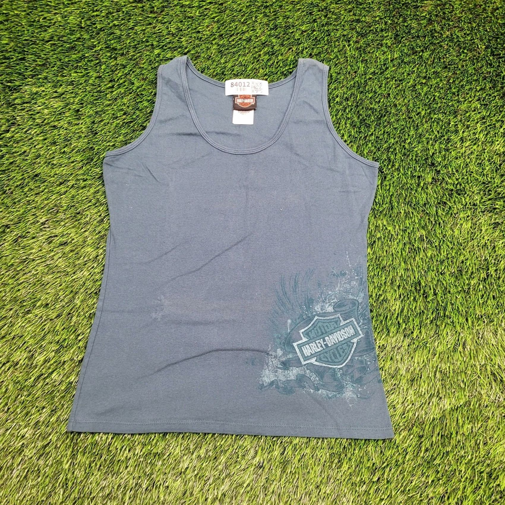 Harley Davidson Vintage Harley-Davidson Tank Teens Medium 16x24 Boston Blue Graphic Print Logo Shirt Sleeve- less Tank Top? Size US M / EU 48-50 / 2 - 3 Thumbnail