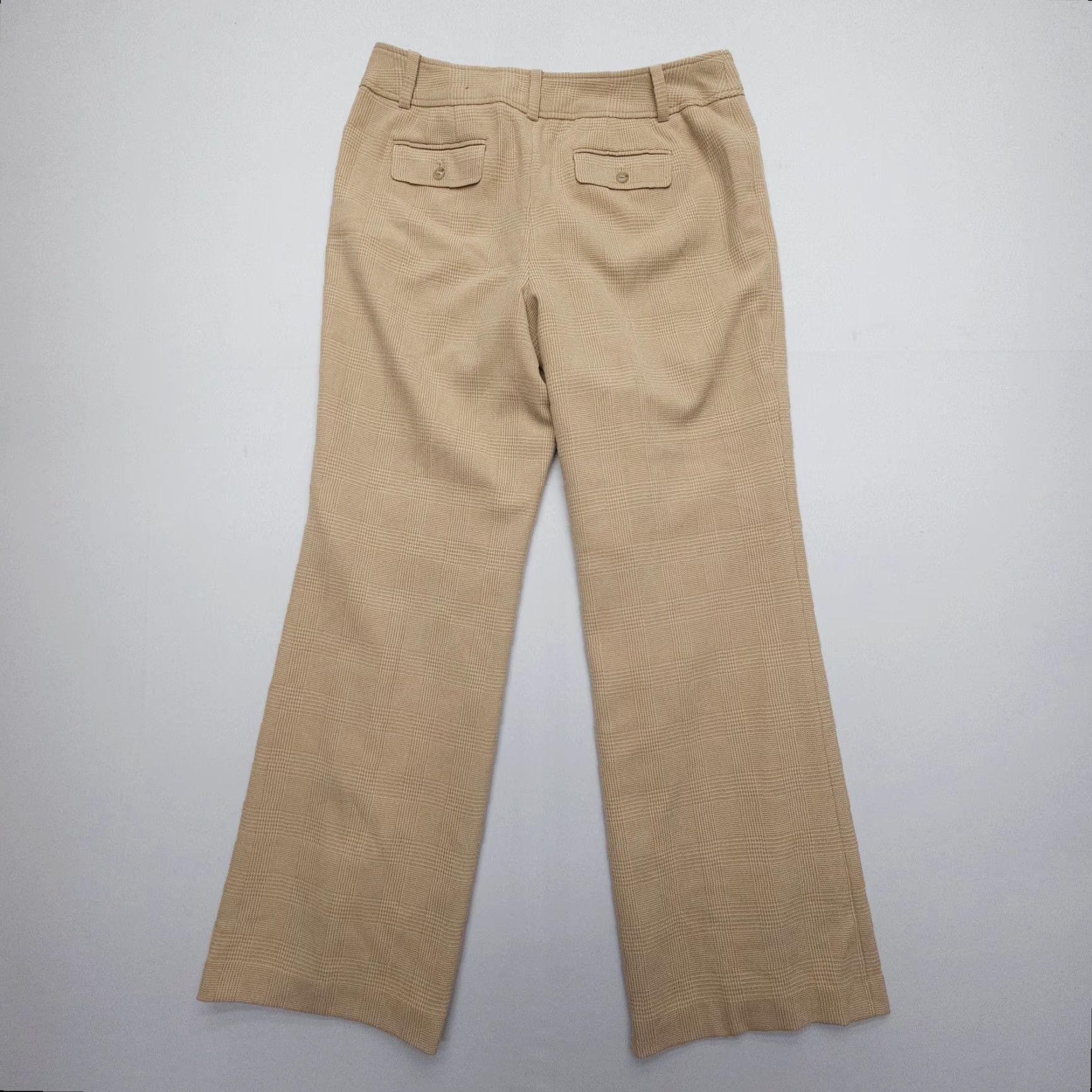 Ann Taylor Ann Taylor Wide Leg Trousers Dress Pants Size 12 Signature Fit Lined Plaid Tan Size 34" / US 12 / IT 48 - 2 Thumbnail