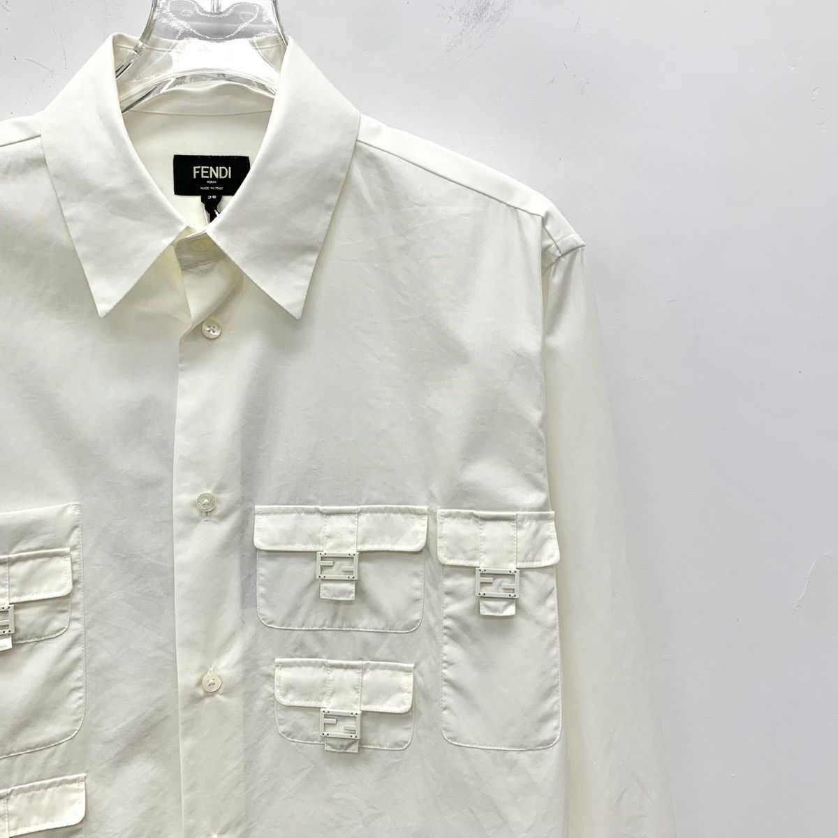Fendi Fendi White Multi-pocket Long Sleeve Shirt K26WX Size US S / EU 44-46 / 1 - 3 Thumbnail