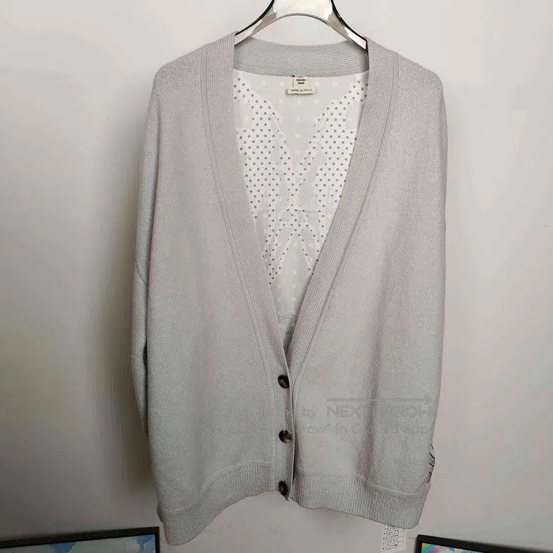Hermes Hermes fog blue silk patchwork open cardigan jacket Size XS / US 0-2 / IT 36-38 - 1 Thumbnail
