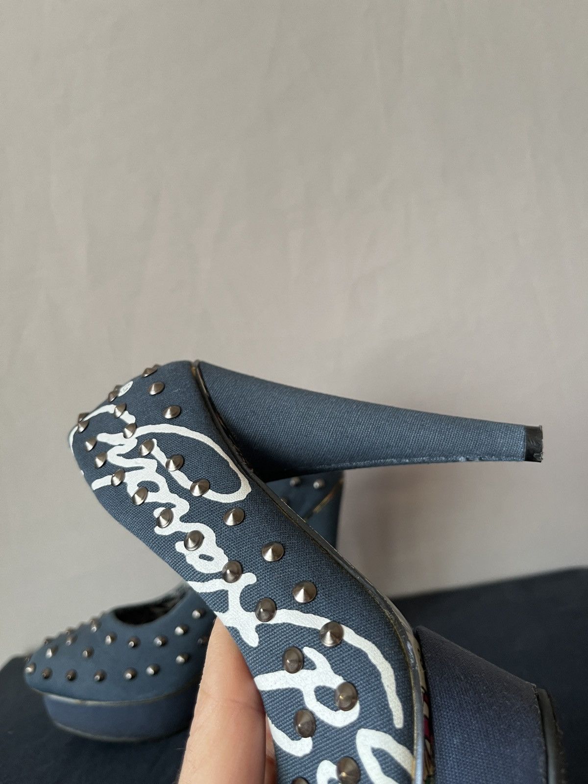 Ed Hardy Ed Hardy Denim Punk Glamour Heels Size US 6 / IT 36 - 18 Thumbnail