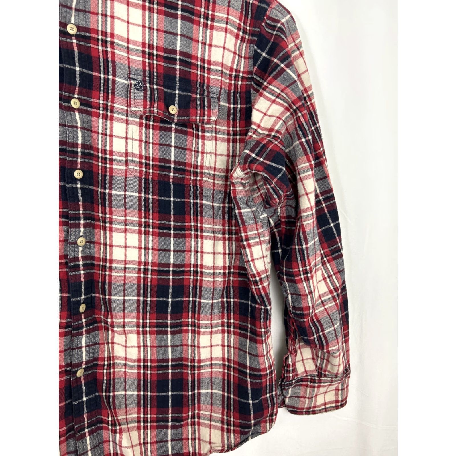 Timberland Timberland Mens XL Button-Up Flannel Shirt Plaid Red White Blue Long Sleeve Size US XL / EU 56 / 4 - 4 Thumbnail