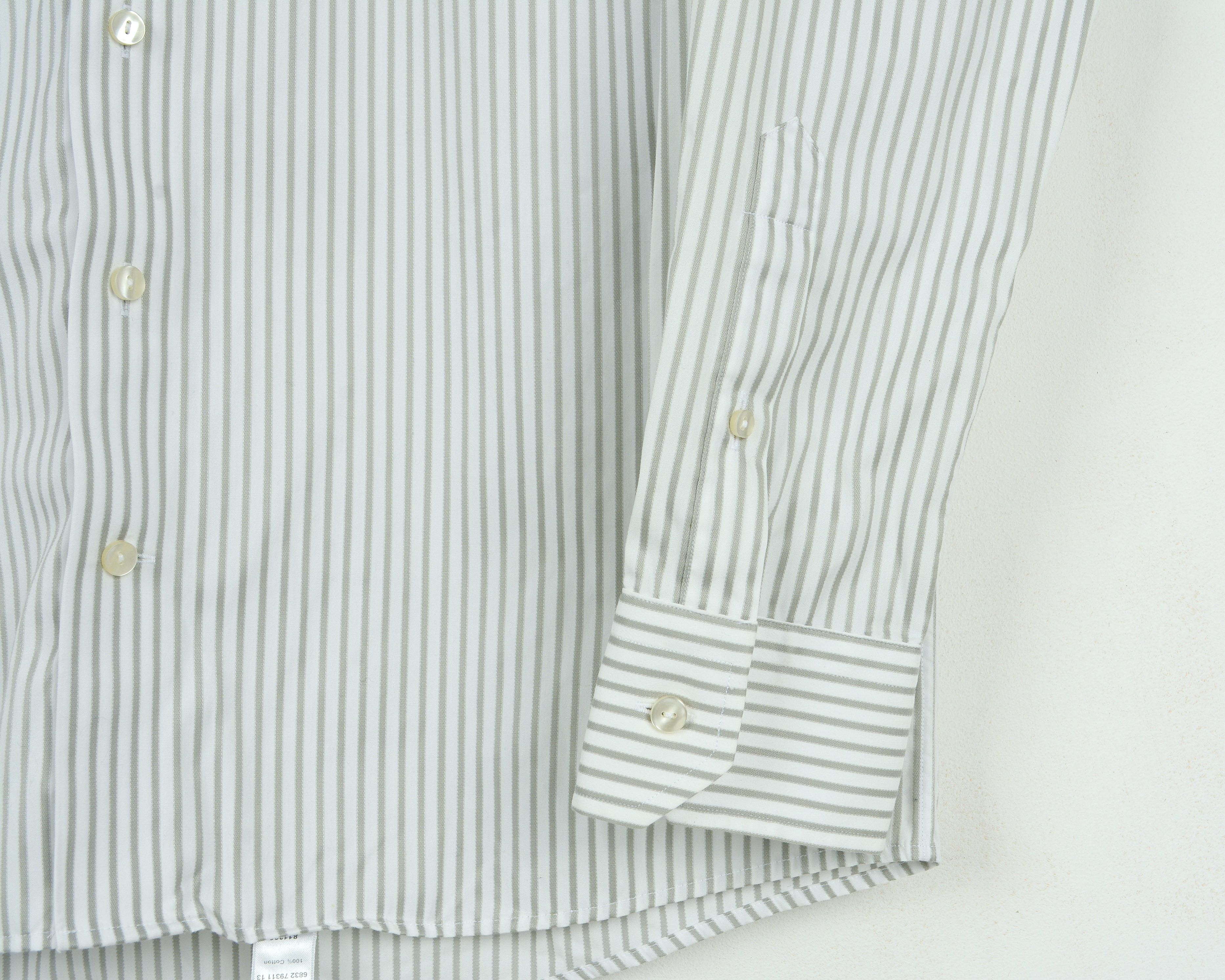 Eton Striped Shirt 16 1/2" Size 42R White Cotton Single Cuffs Size 42R - 3 Thumbnail