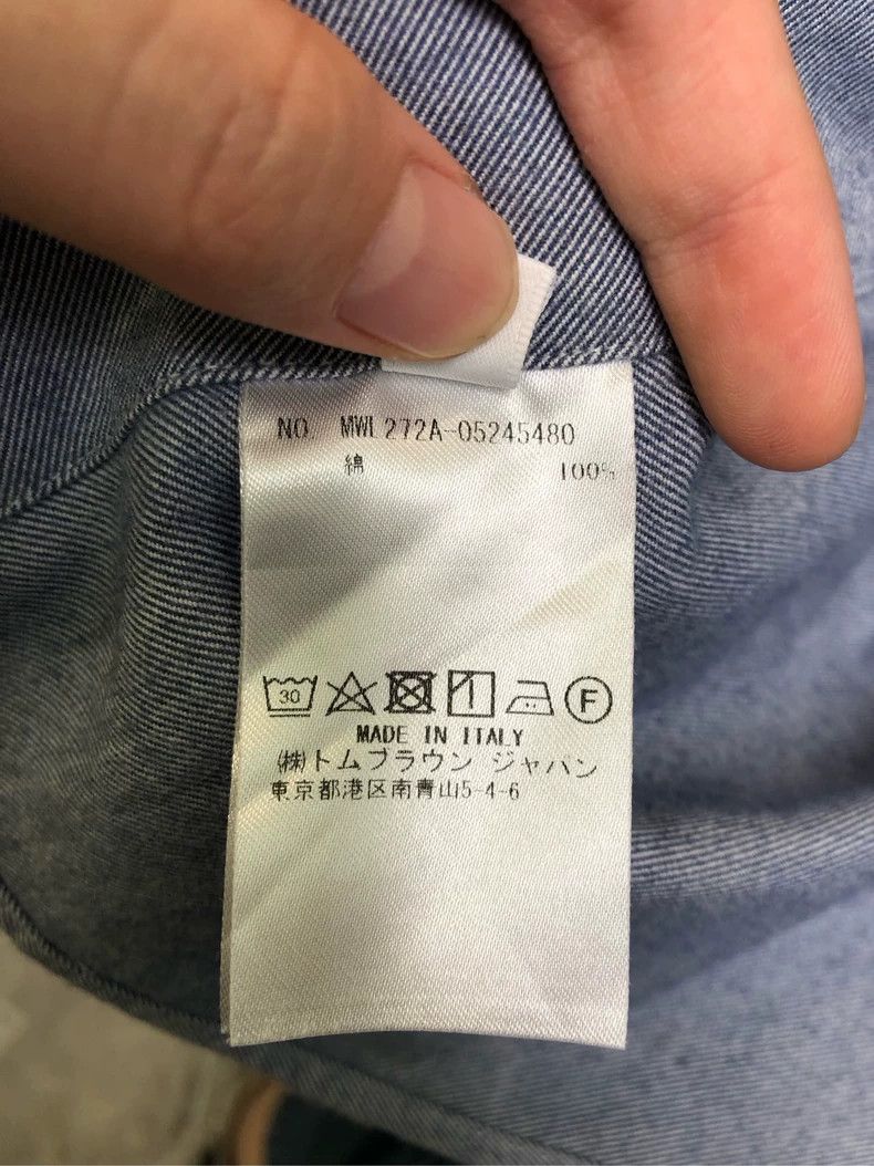 Thom Browne Thom Browne Blue and white four-bar long-sleeved shirt 2505 Size US XL / EU 56 / 4 - 7 Thumbnail