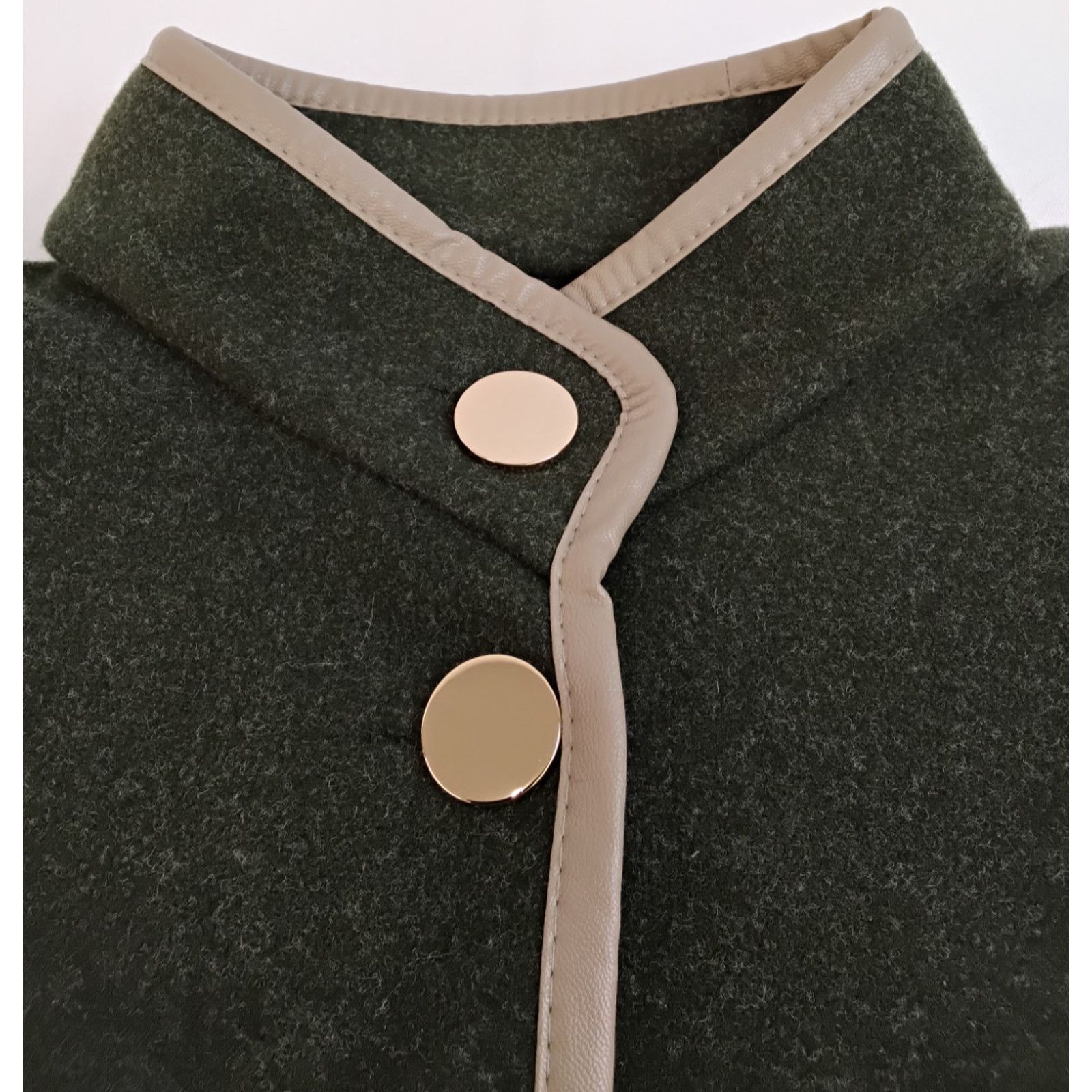 Other Rachel Zoe Poncho Cape One Size Green Olive Tan Trim NWT Size L / US 10 / IT 46 - 9 Thumbnail