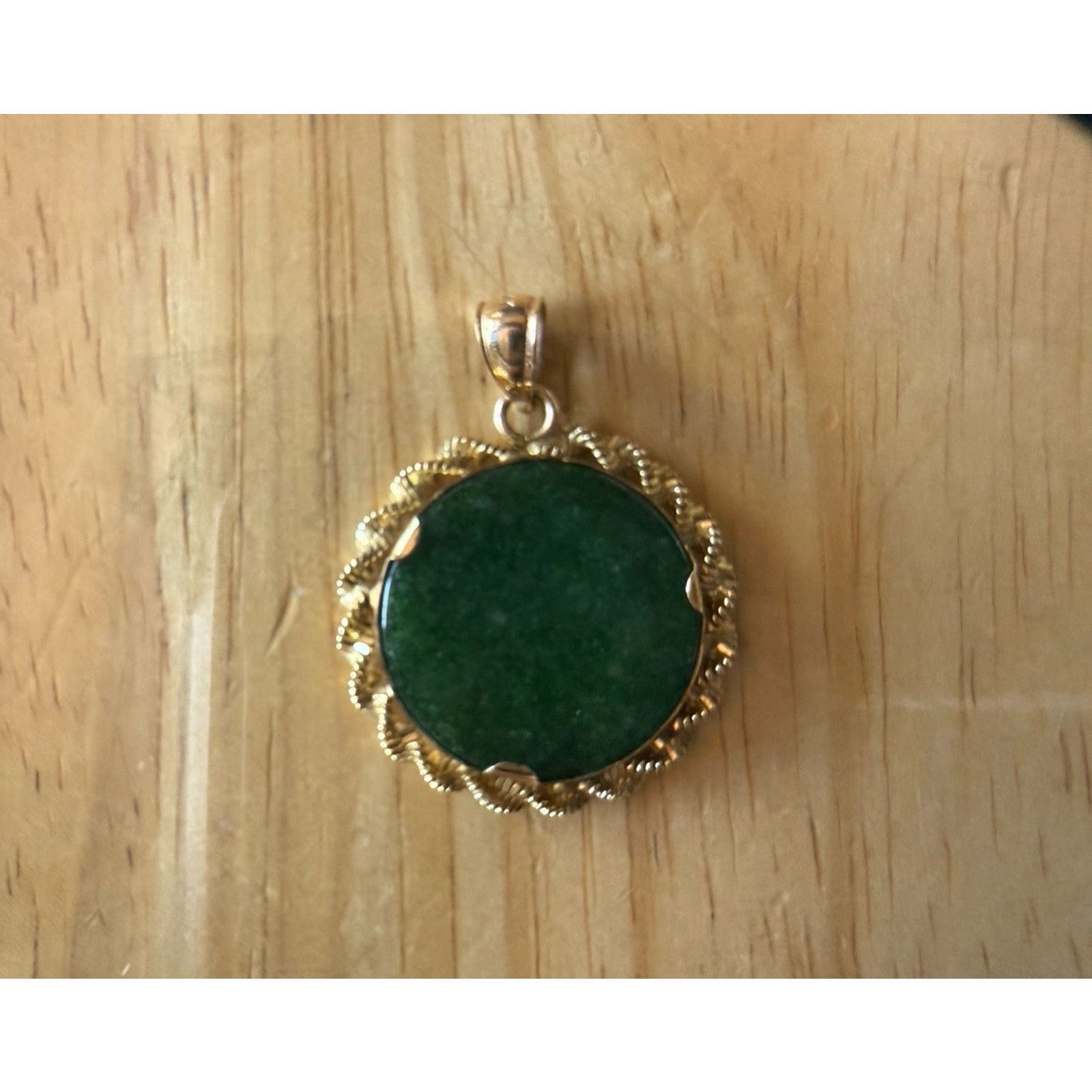 Other Yellow Gold Green Jade Panda Eating Leaves, Circle Pendant Size ONE SIZE - 5 Thumbnail