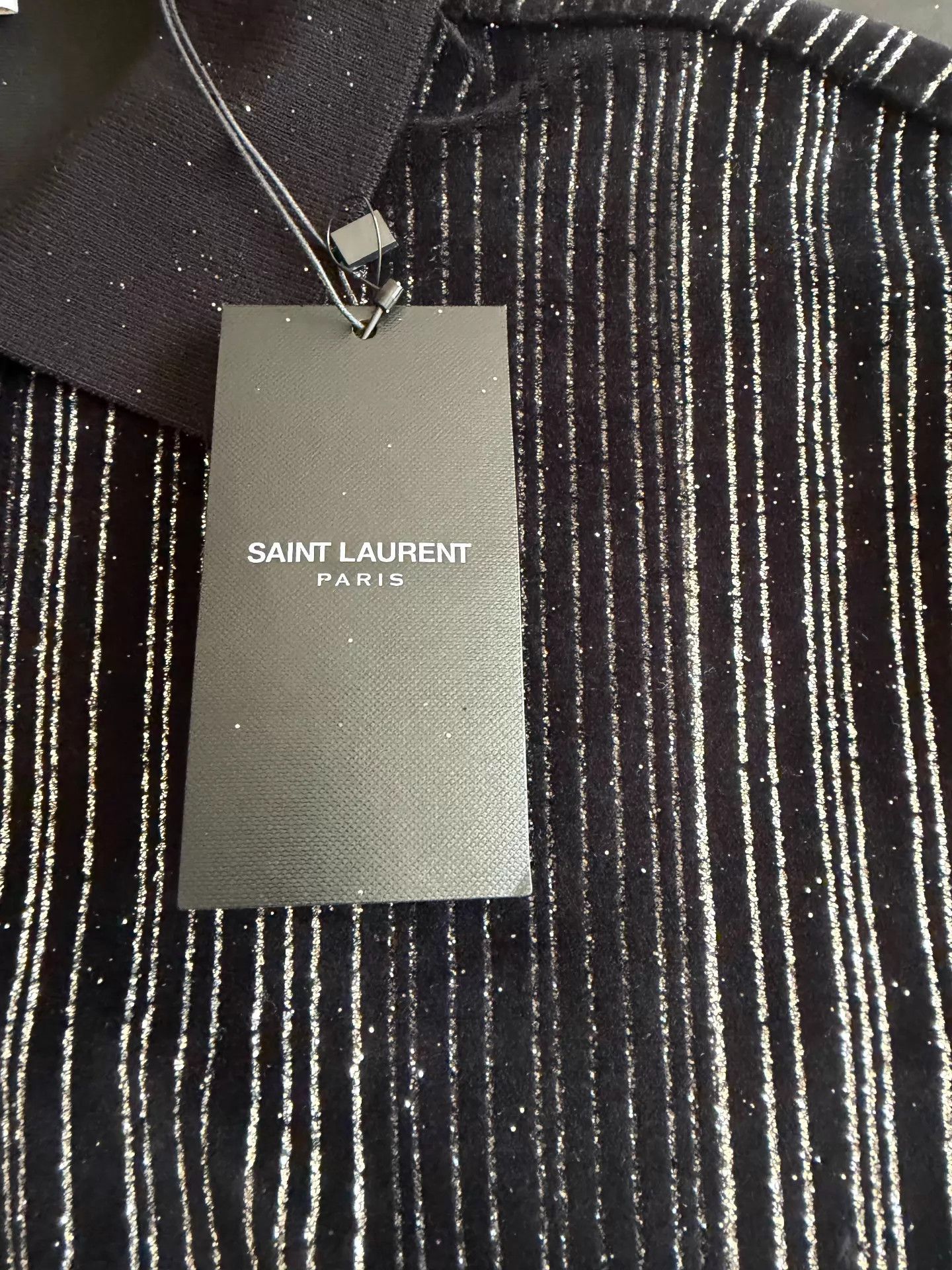 Saint Laurent Paris Saint Laurent 17AW Runway Men's Glitter Polo Shirt Ｑ23 Size US M / EU 48-50 / 2 - 2 Thumbnail