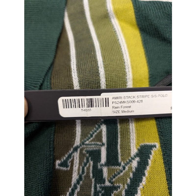 Amiri o1rshd1 Stack Stripe Short Sleeve Polo Shirt in Green Size US M / EU 48-50 / 2 - 21 Thumbnail